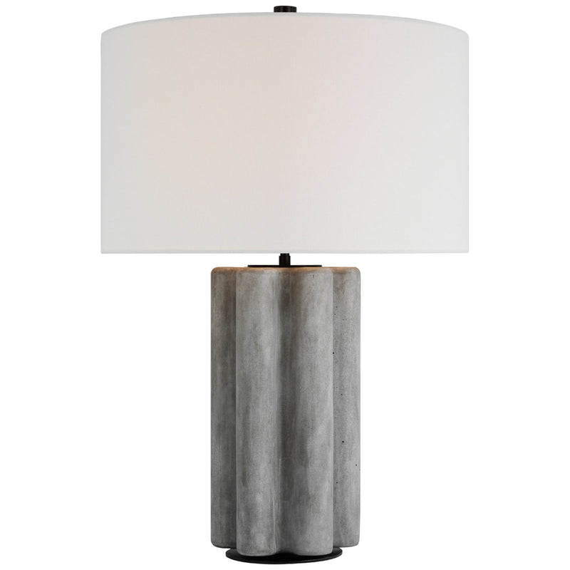 Kelly Wearstler Vellig Medium Table Lamp in Oyster Stained Concrete with Linen Shade