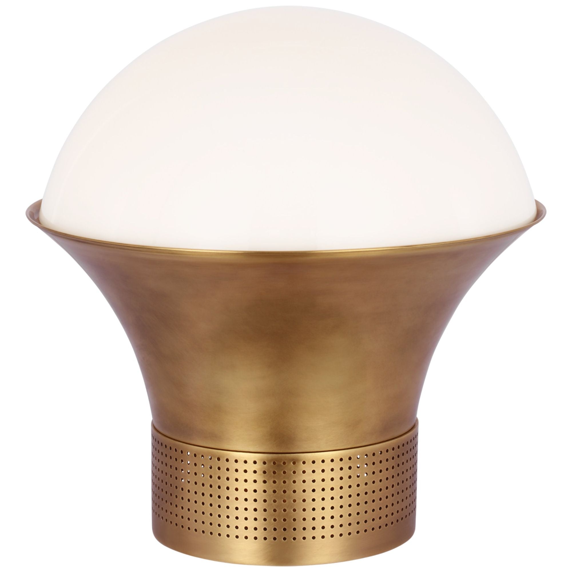 Kelly Wearstler Precision Accent Table Lantern in Antique-Burnished Brass with White Glass