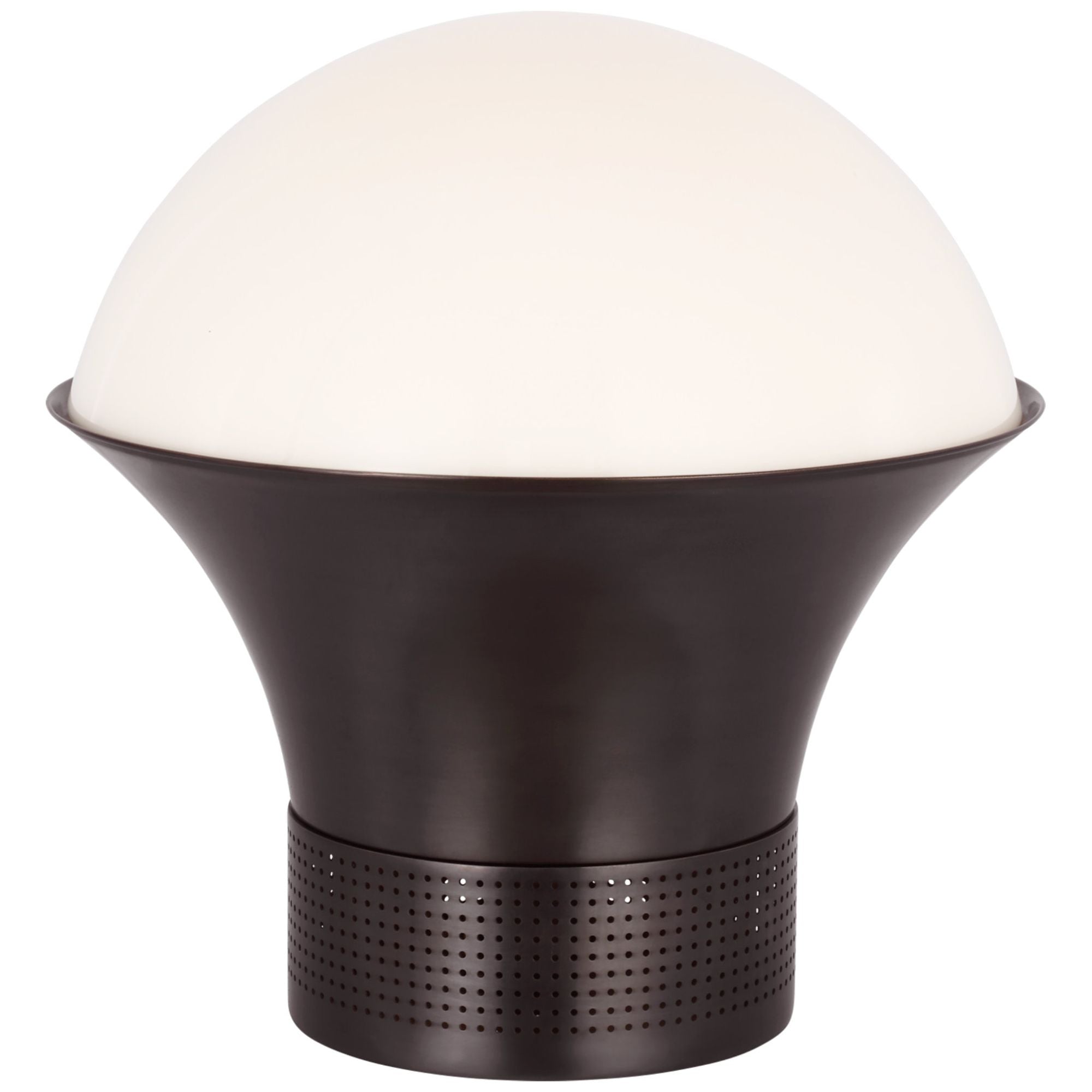 Kelly Wearstler Precision Accent Table Lantern in Bronze with White Glass Table Lamp W10" x H10.5"