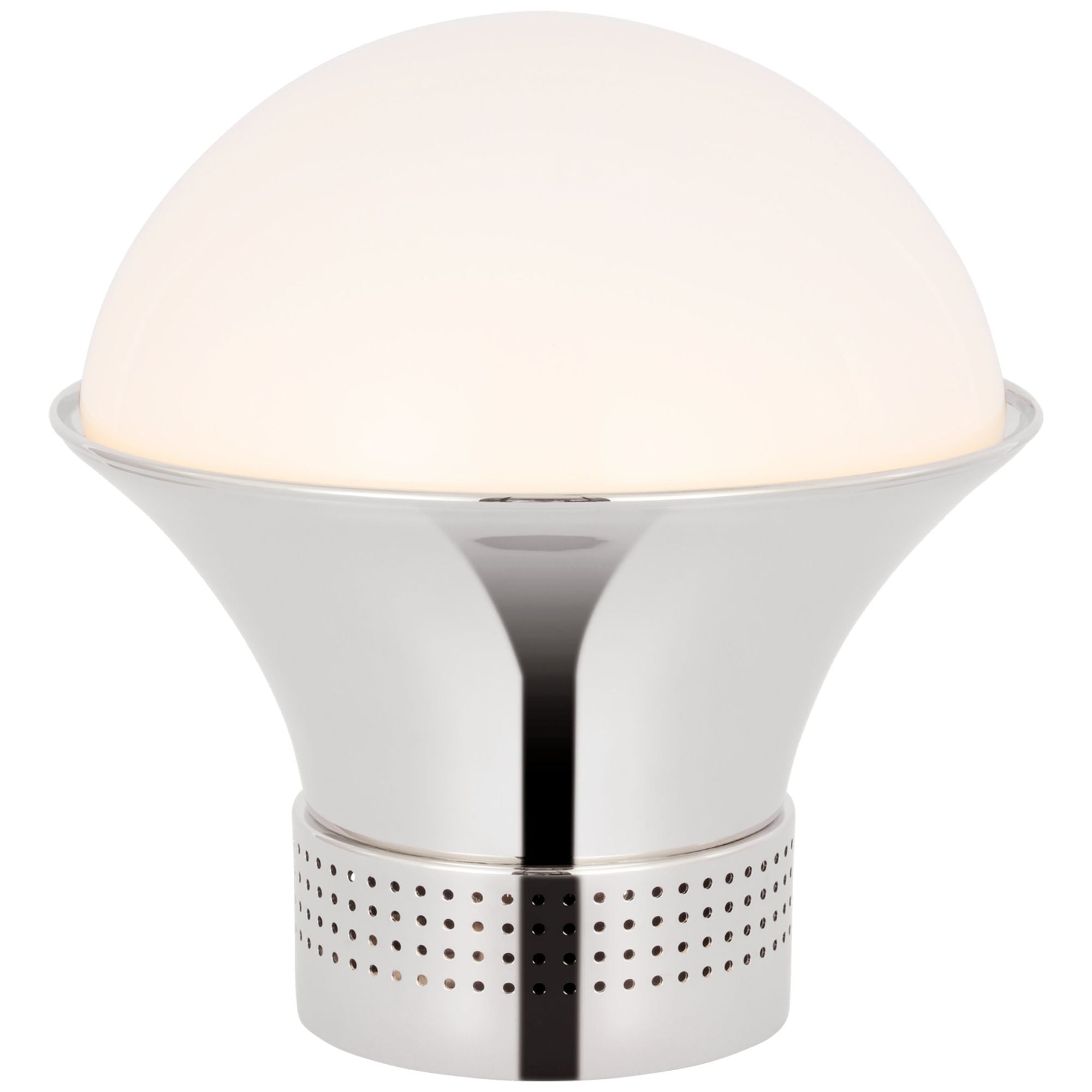 Kelly Wearstler Precision Medium Table Lantern in Polished Nickel with White Glass Table Lamp W17" x H17.75"