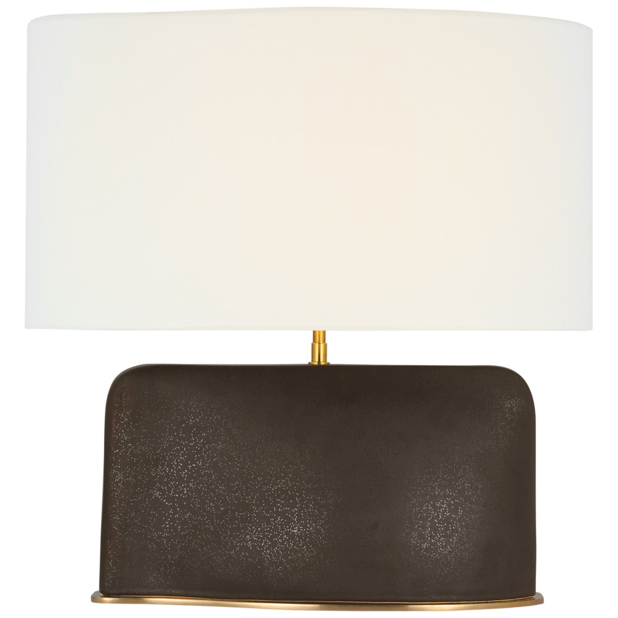 Kelly Wearstler Amantani Medium Sculpted Form Table Lamp in Stained Black Metallic with Linen Shade