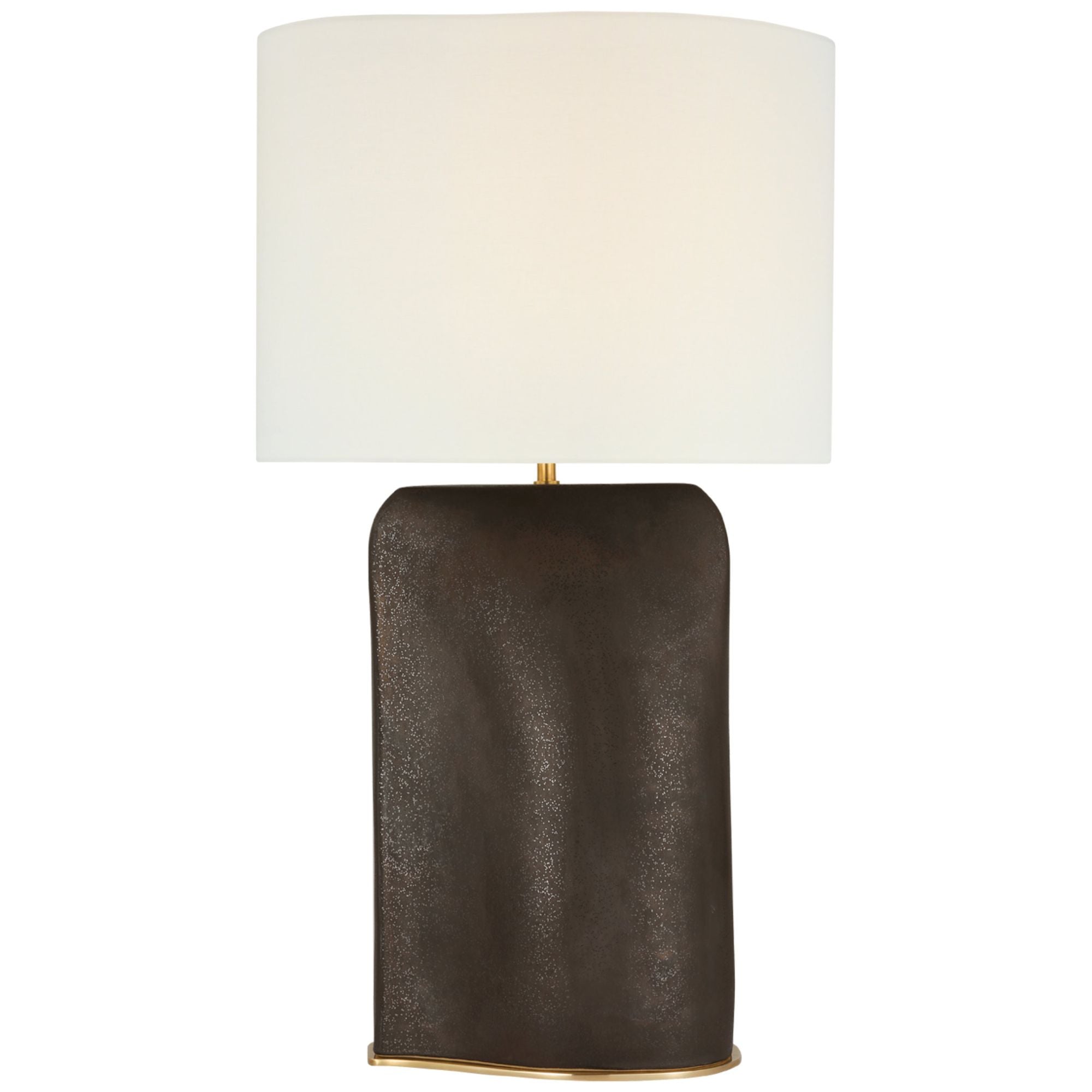 Kelly Wearstler Amantani Extra Large Sculpted Form Table Lamp in Stained Black Metallic with Linen Shade W18.75" x H33.5"
