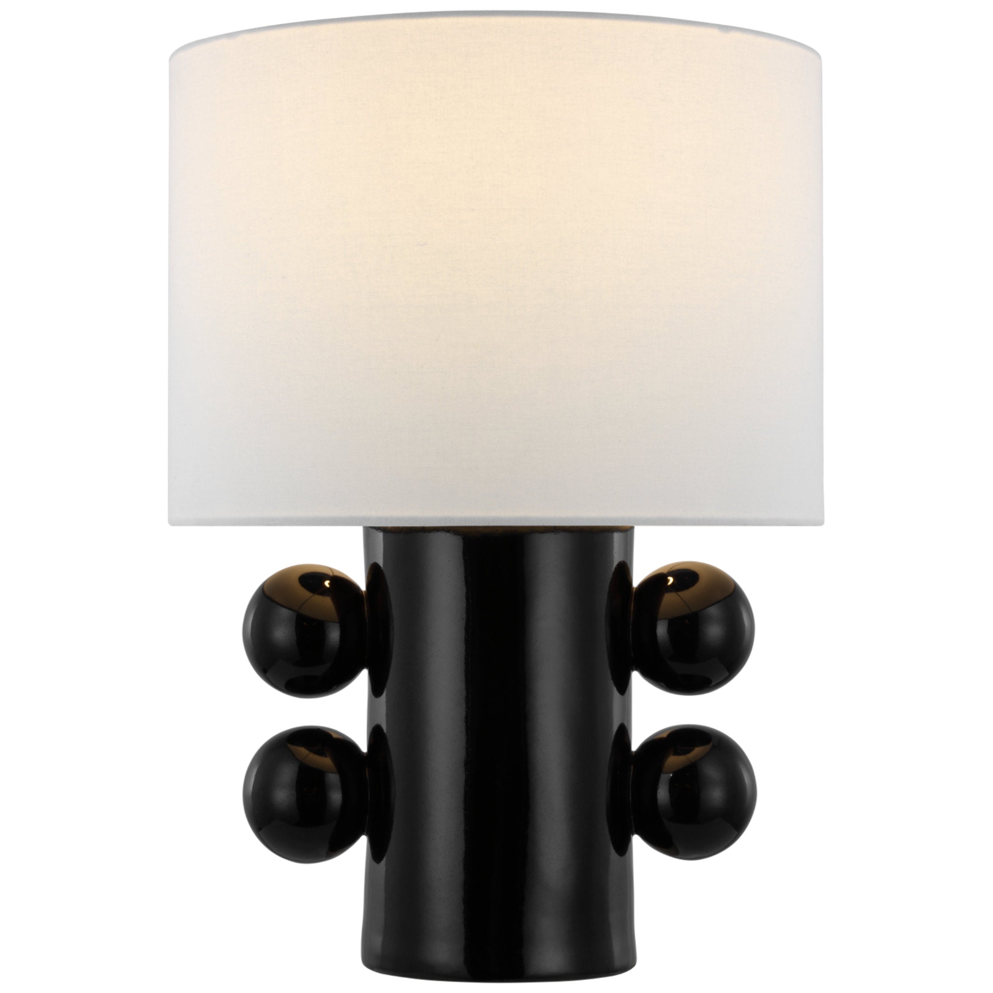 Kelly Wearstler Tiglia Low Table Lamp in Black with Linen Shade W14.75" x H20.5"