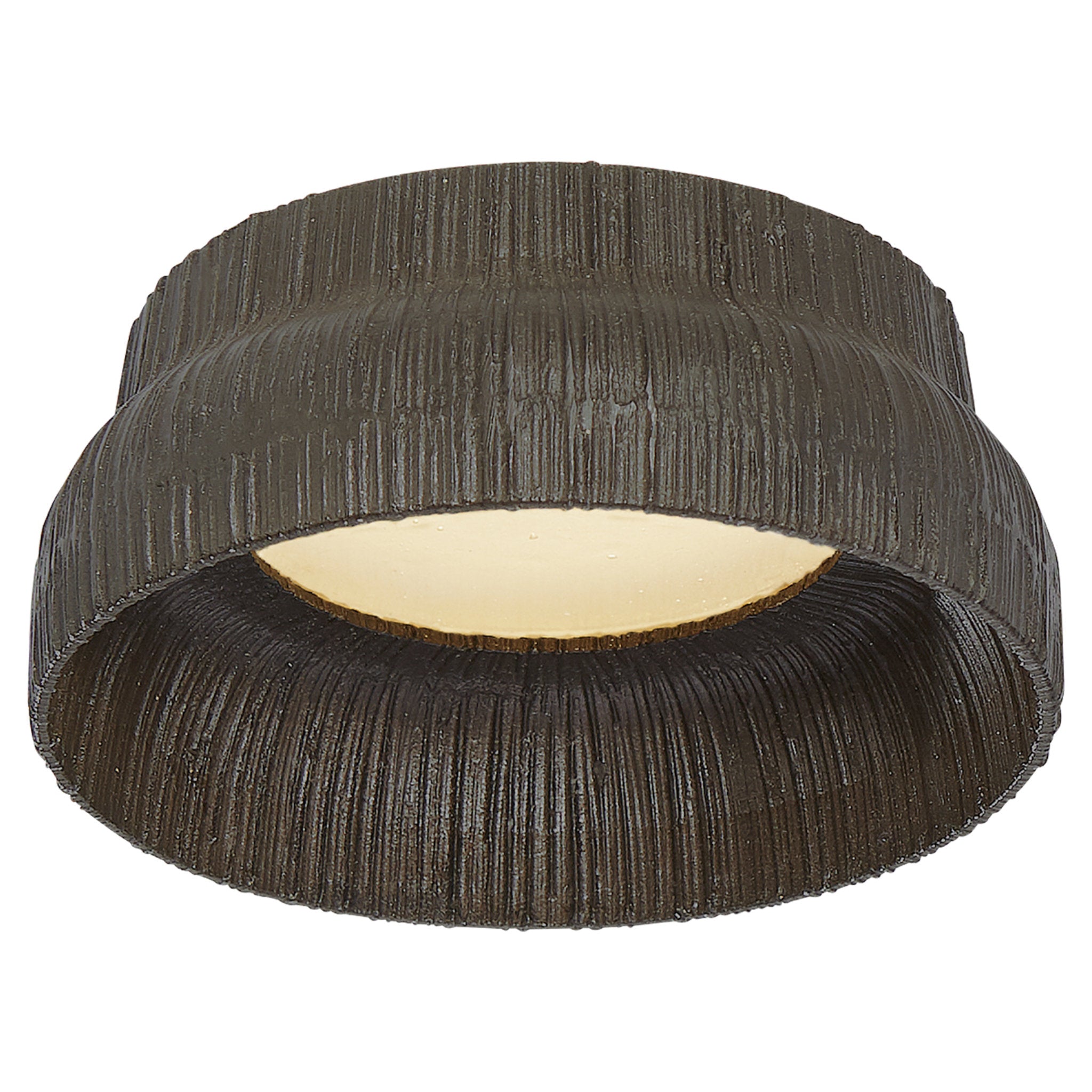 Kelly Wearstler Utopia 5" Solitaire Flush Mount in Aged Iron with Fractured Glass Trim