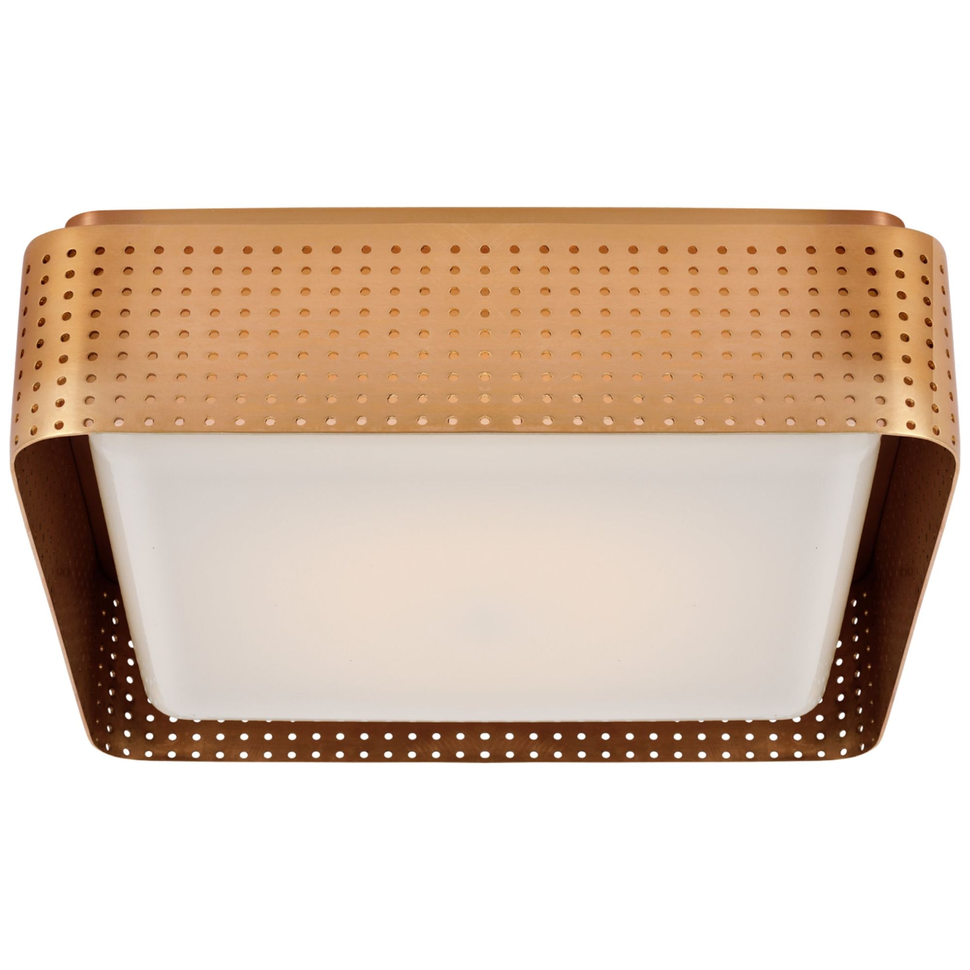 Kelly Wearstler Precision 12.5" Square Flush Mount in Antique-Burnished Brass with White Glass