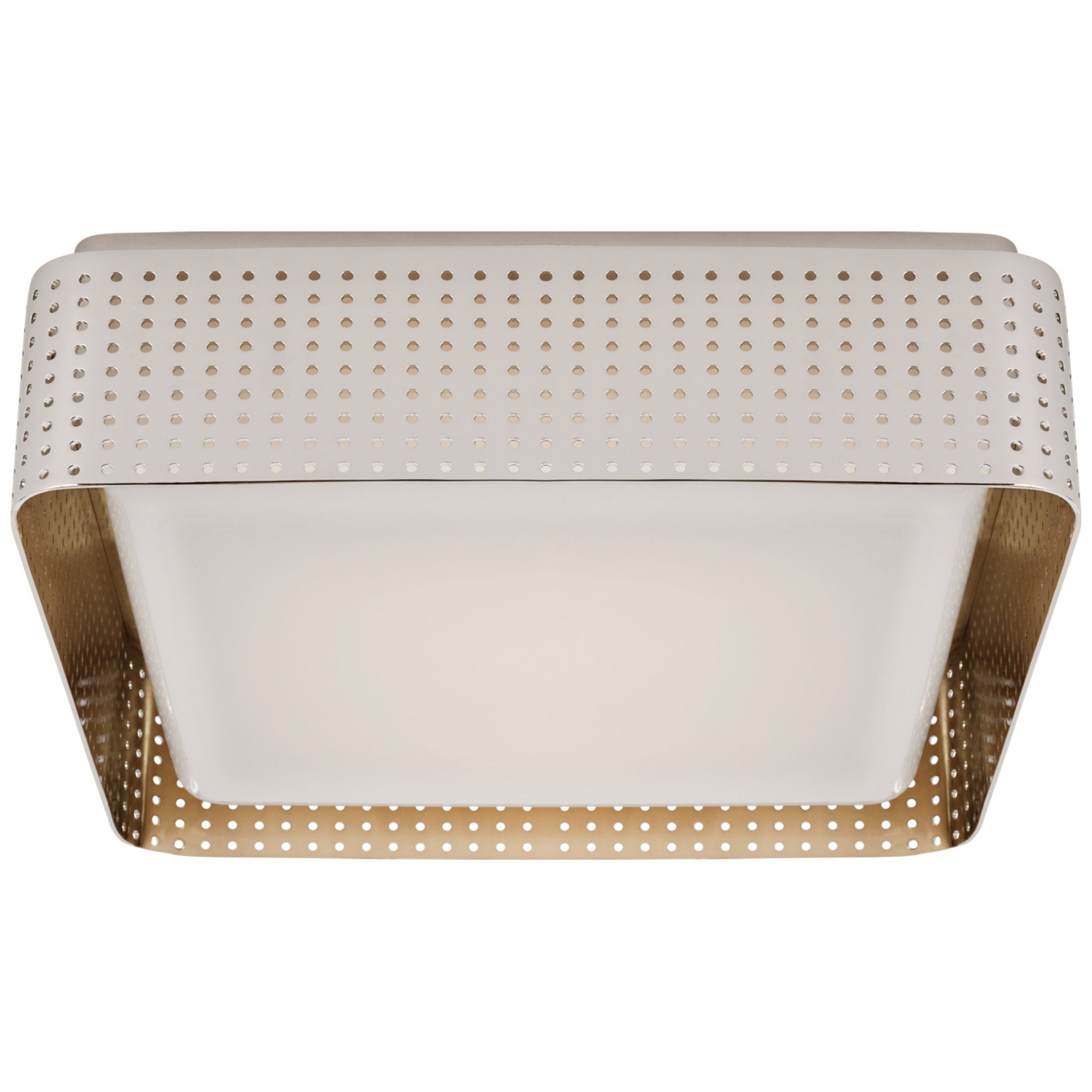 Kelly Wearstler Precision 12.5" Square Flush Mount in Polished Nickel with White Glass