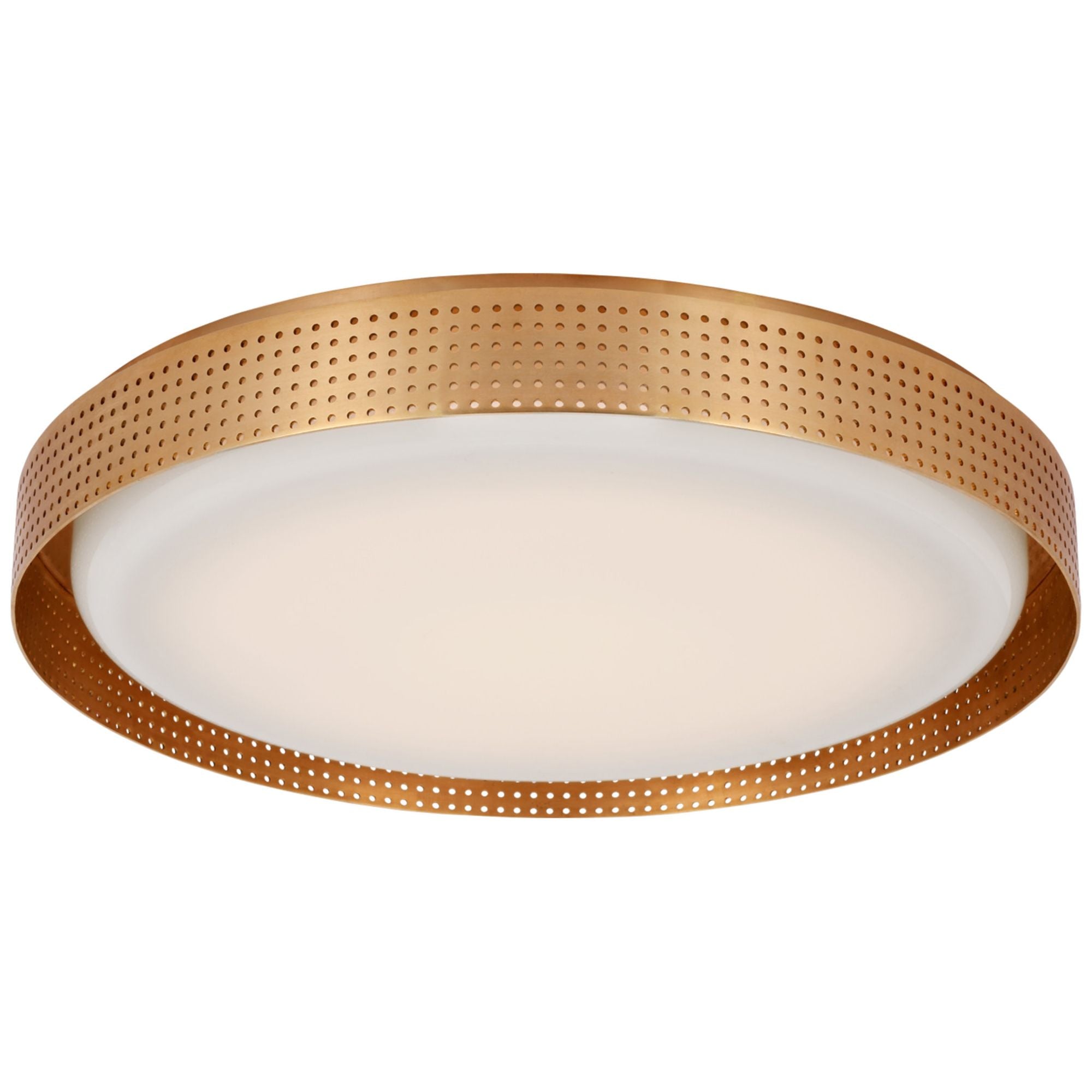 Kelly Wearstler Precision 18" Round Flush Mount in Antique-Burnished Brass with White Glass