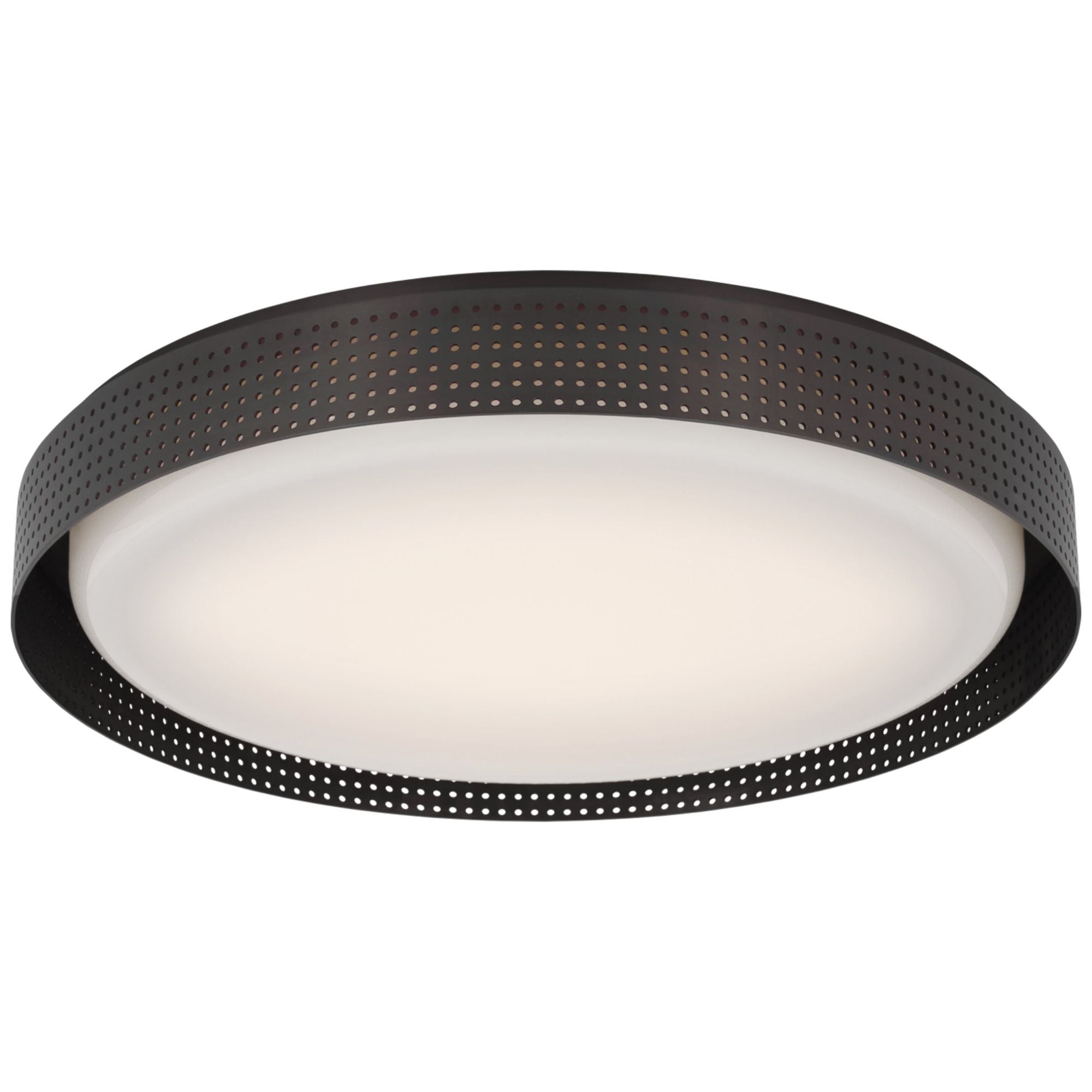 Kelly Wearstler Precision 18" Round Flush Mount in Bronze with White Glass Ceiling Light W18" x H2.75"