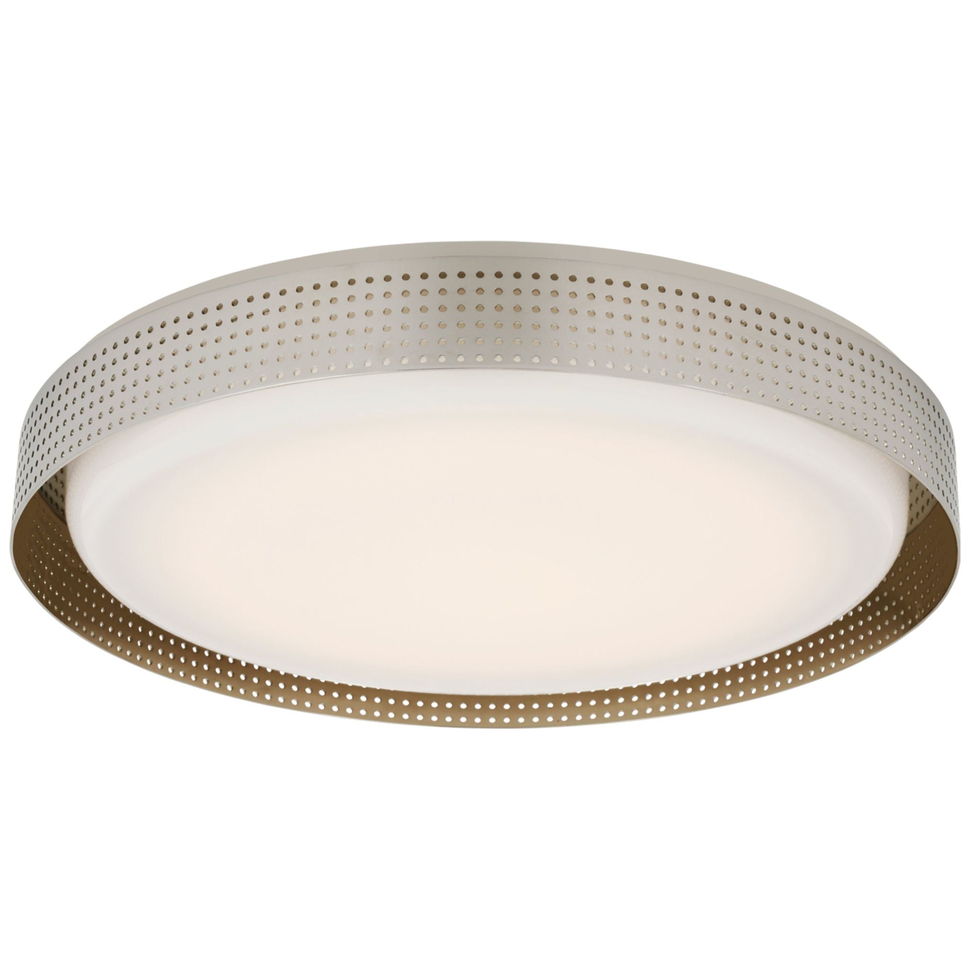 Kelly Wearstler Precision 18" Round Flush Mount in Polished Nickel with White Glass