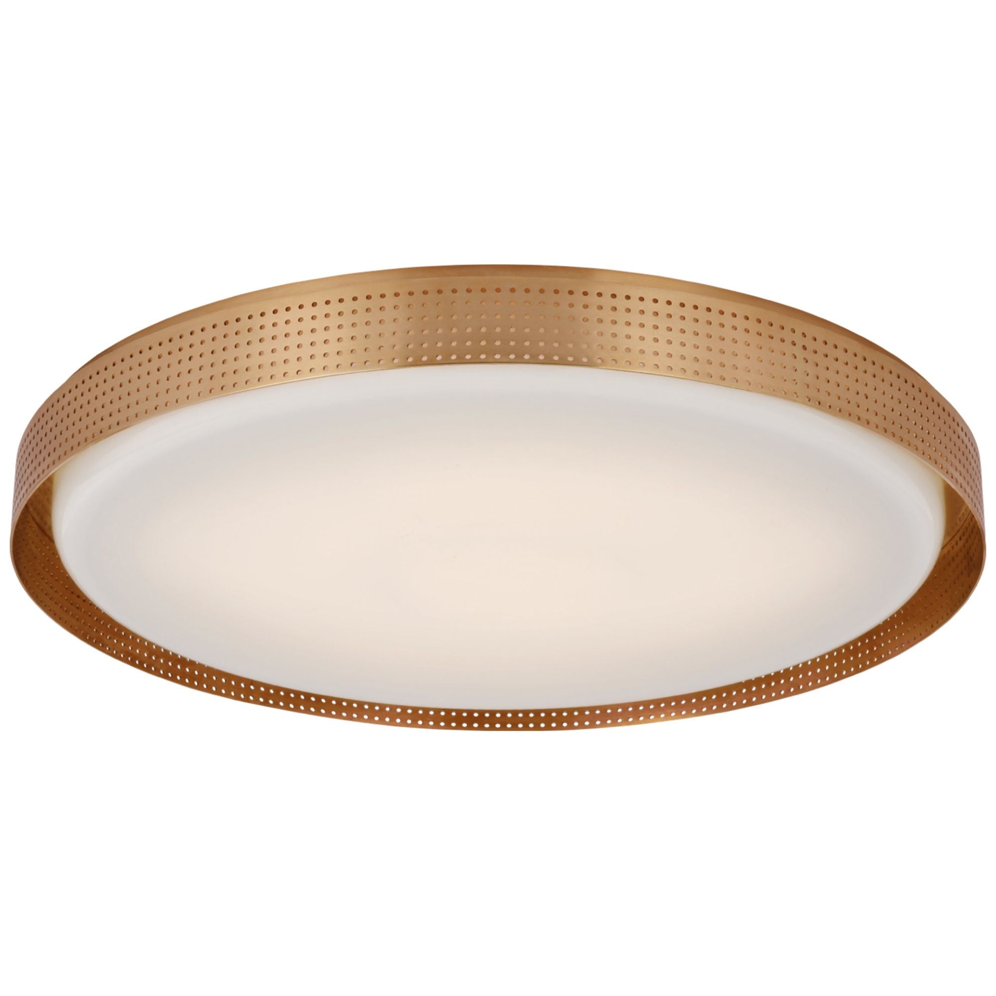 Kelly Wearstler Precision 24" Round Flush Mount in Antique-Burnished Brass with White Glass