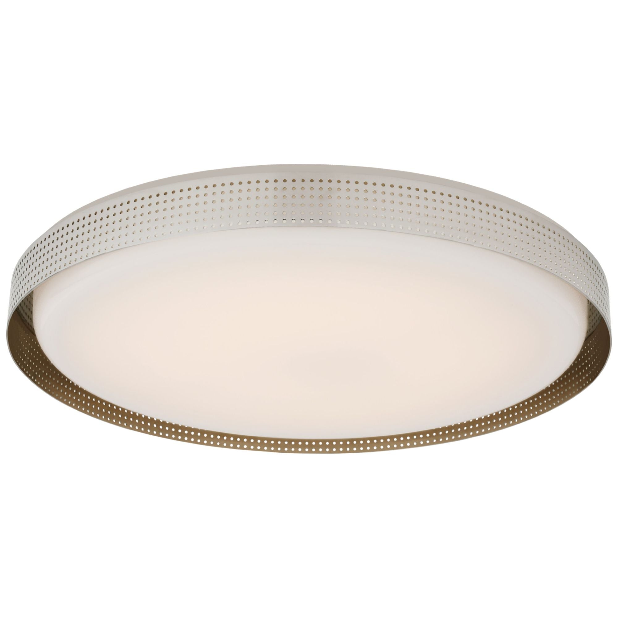 Kelly Wearstler Precision 24" Round Flush Mount in Polished Nickel with White Glass