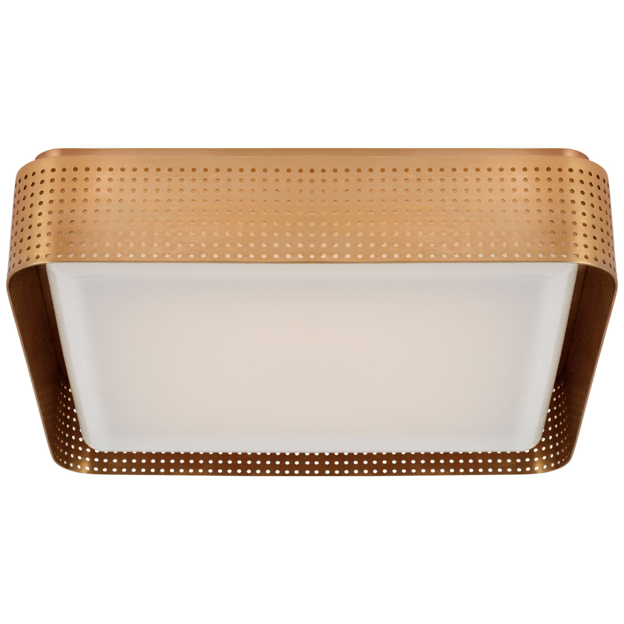 Kelly Wearstler Precision 16" Square Flush Mount in Antique-Burnished Brass with White Glass