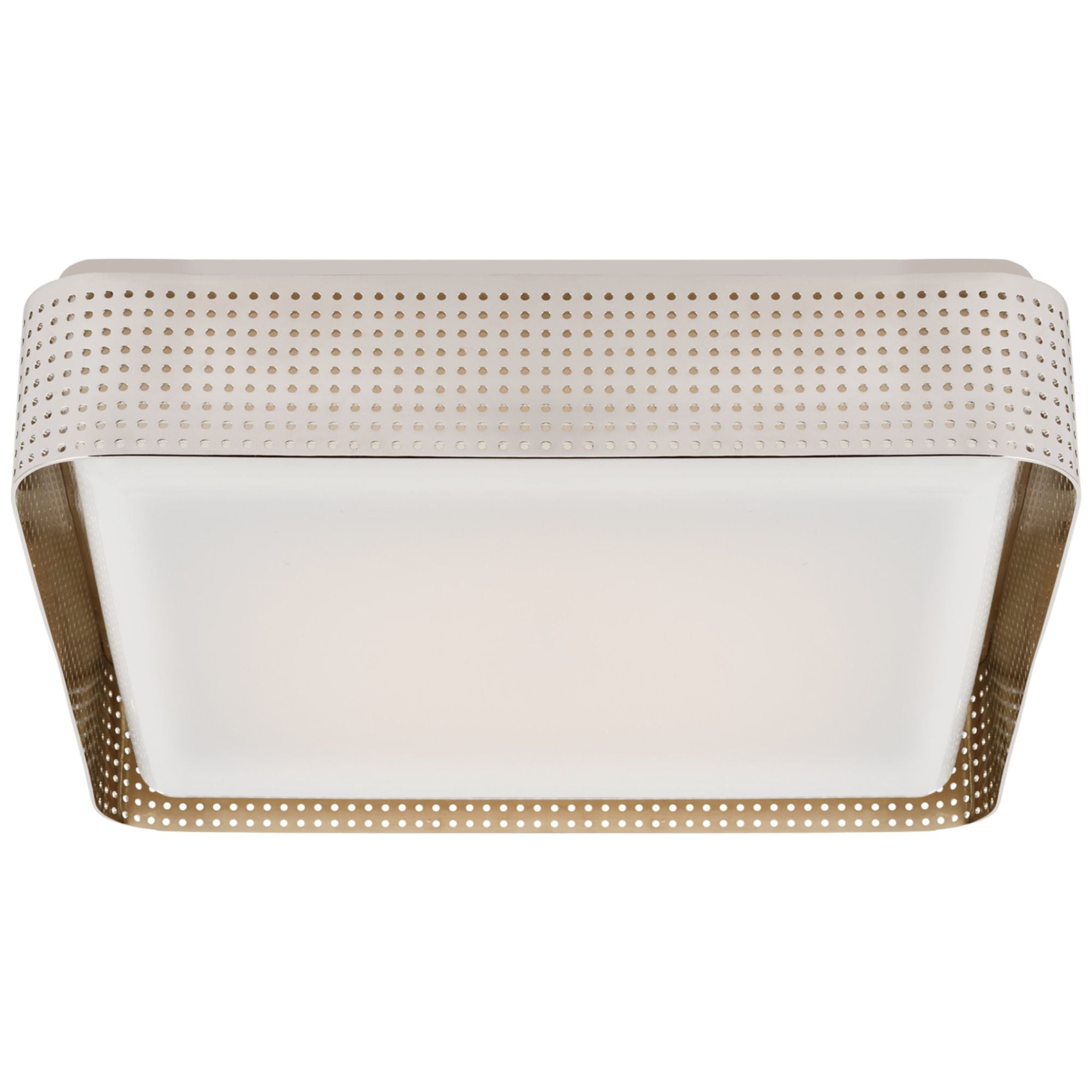 Kelly Wearstler Precision 16" Square Flush Mount in Polished Nickel with White Glass