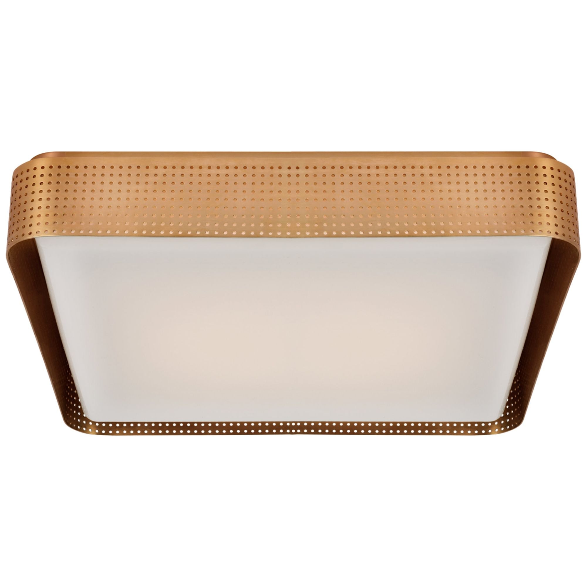 Kelly Wearstler Precision 20" Square Flush Mount in Antique-Burnished Brass with White Glass