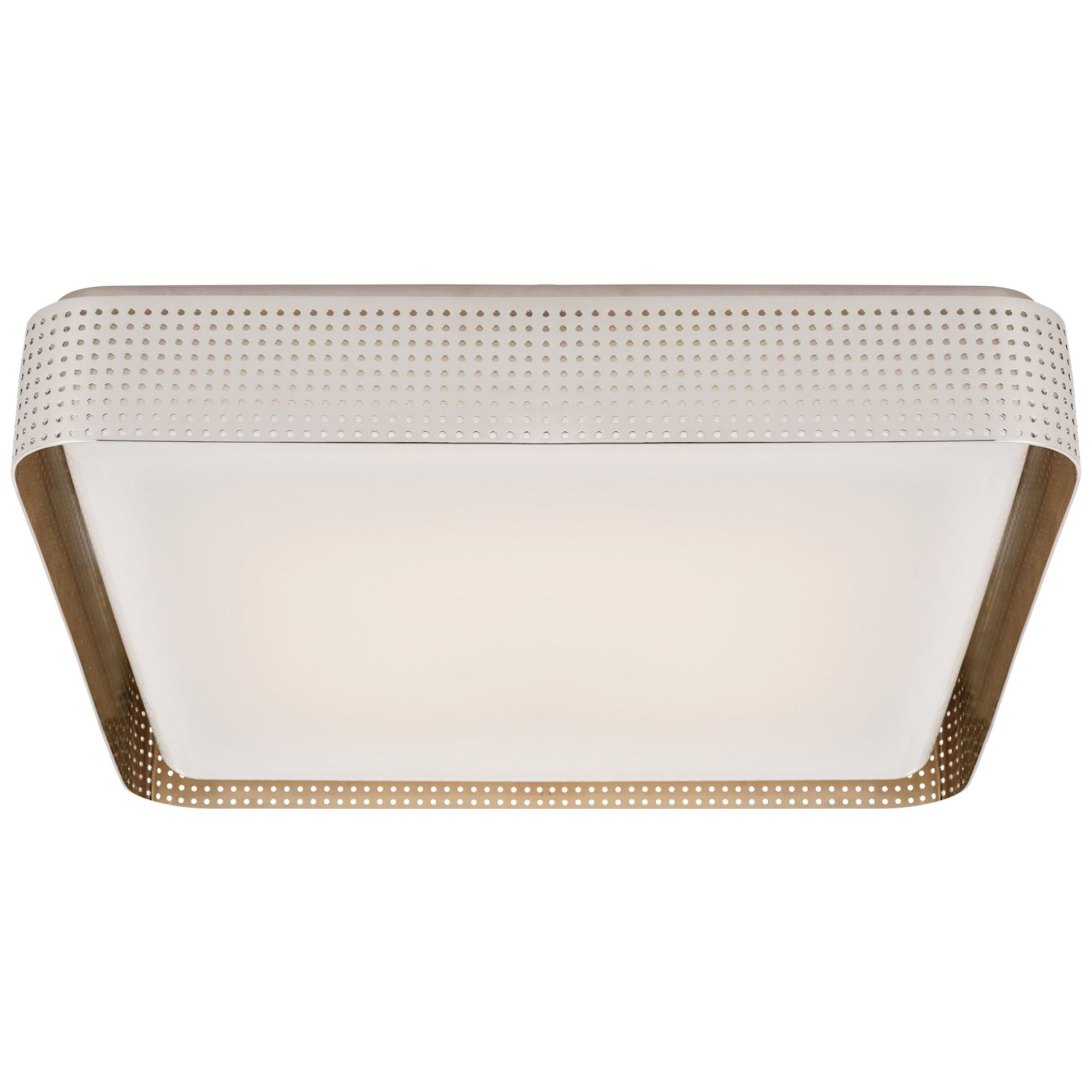 Kelly Wearstler Precision 20" Square Flush Mount in Polished Nickel with White Glass