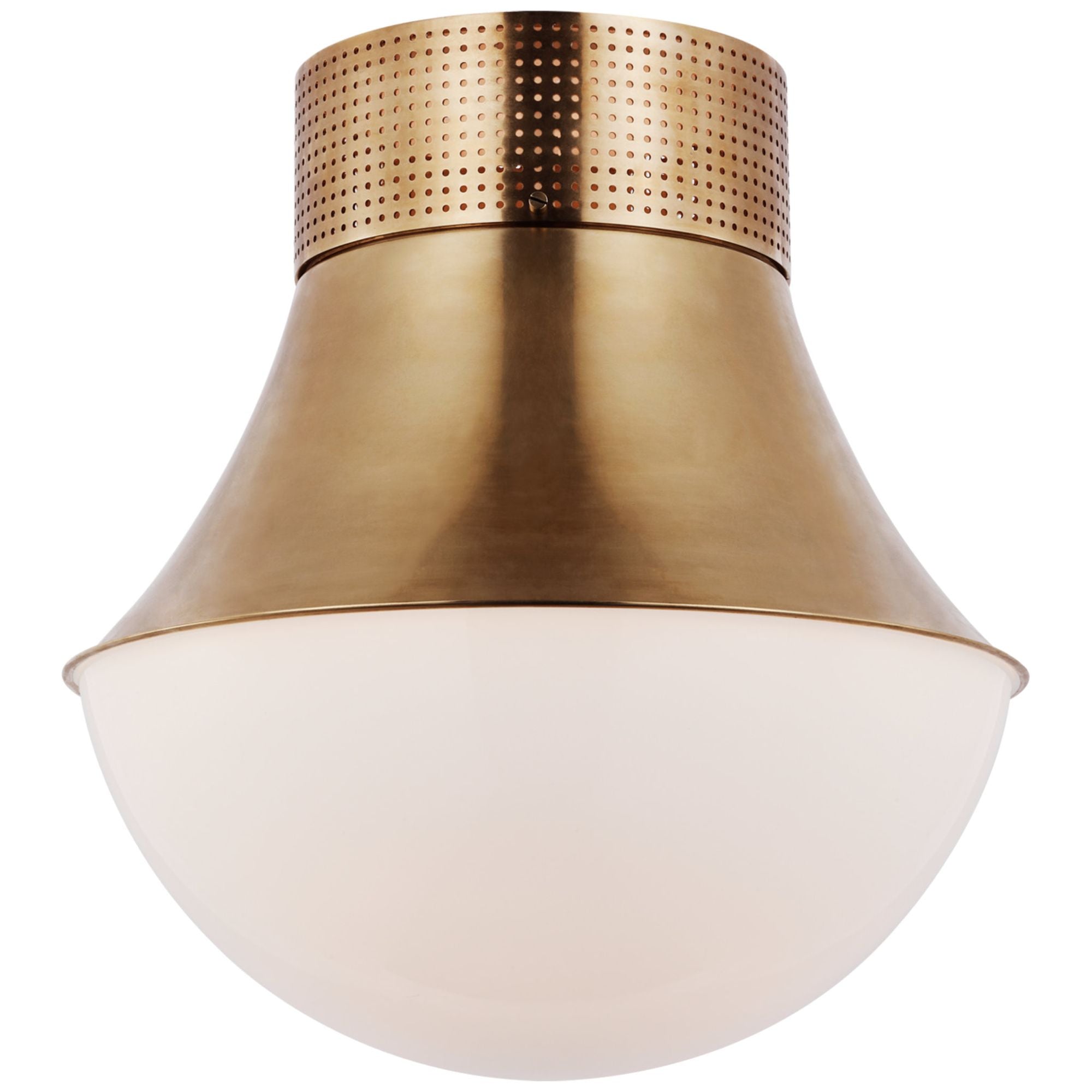 Kelly Wearstler Precision 17" Flush Mount in Antique-Burnished Brass with White Glass