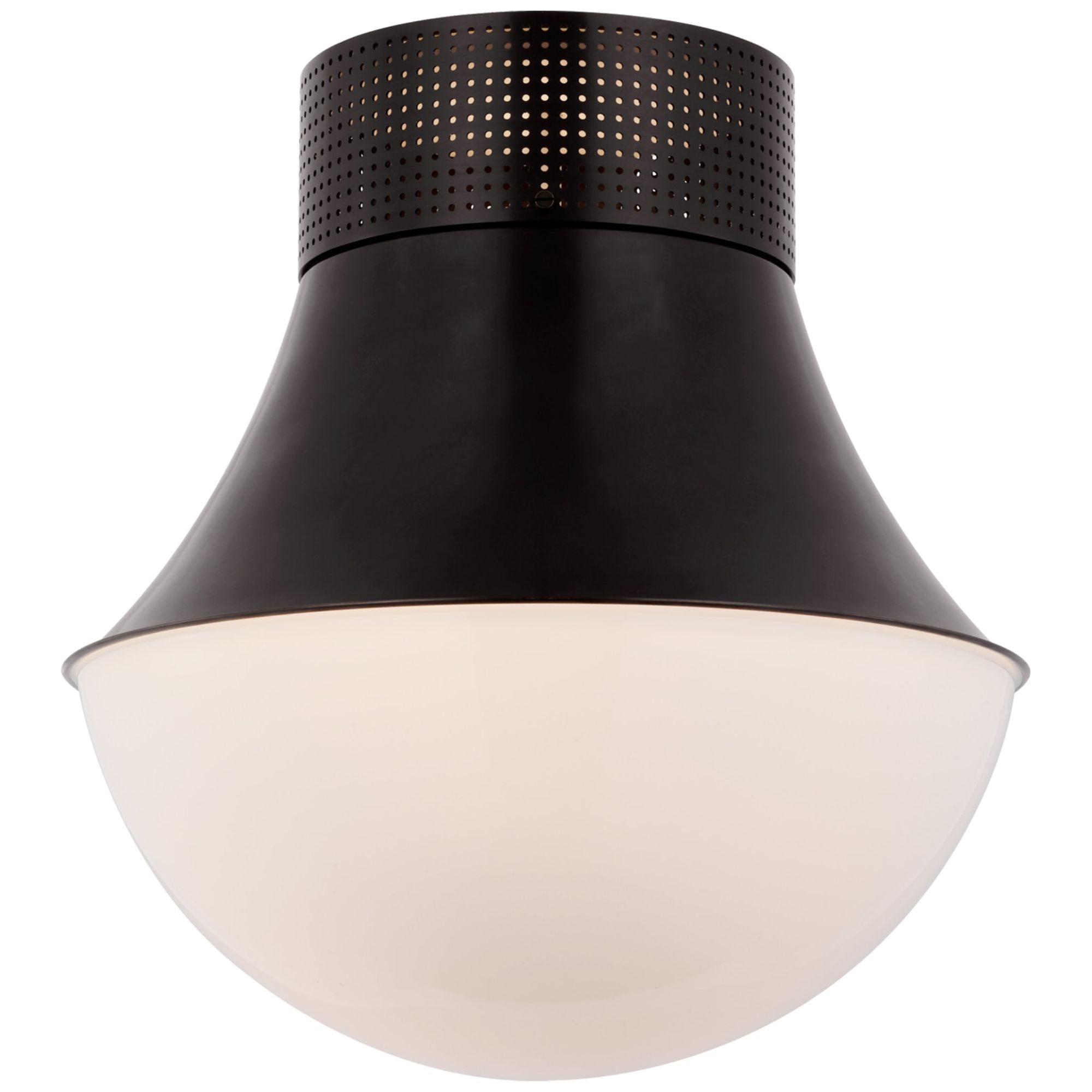 Kelly Wearstler Precision 17" Flush Mount in Bronze with White Glass Ceiling Light W17" x H17.75"