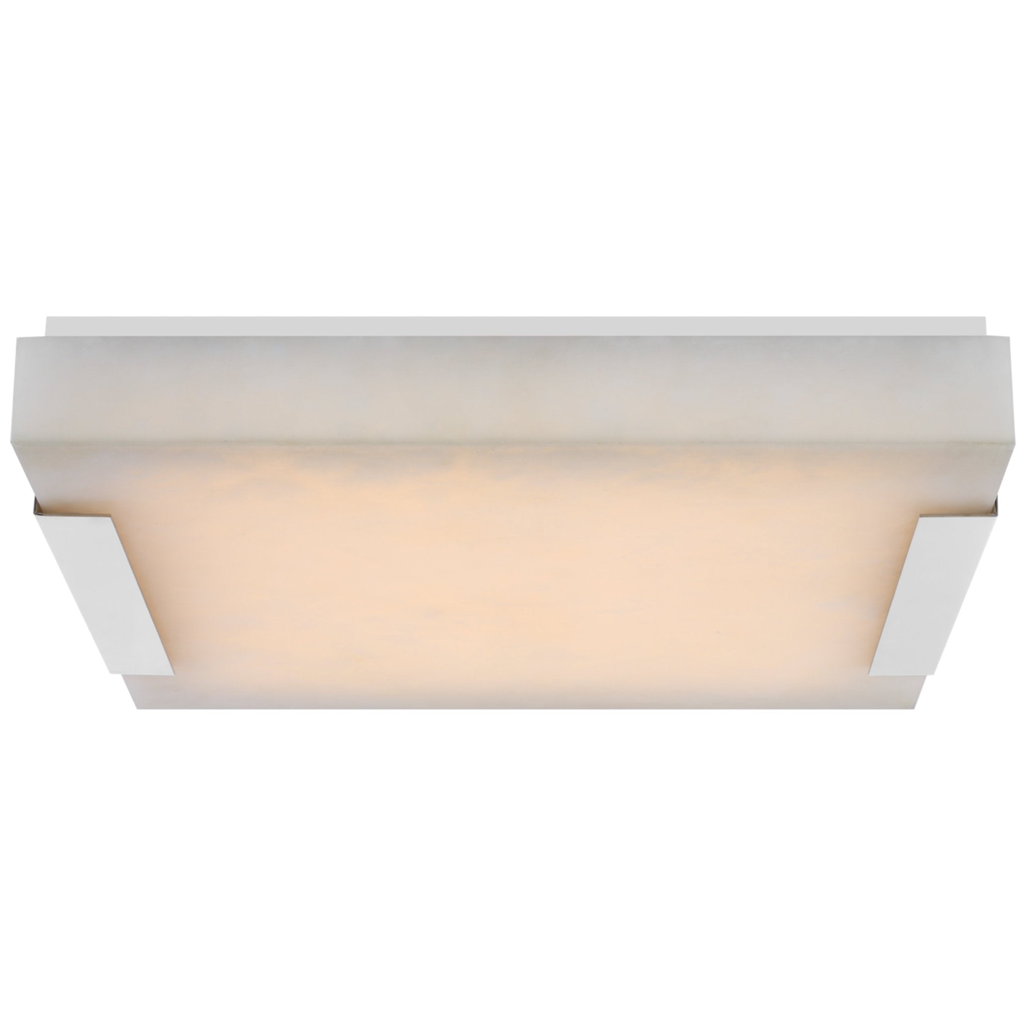 Kelly Wearstler Covet Large Flush Mount in Polished Nickel with Alabaster Ceiling Light W18.25" x H3"