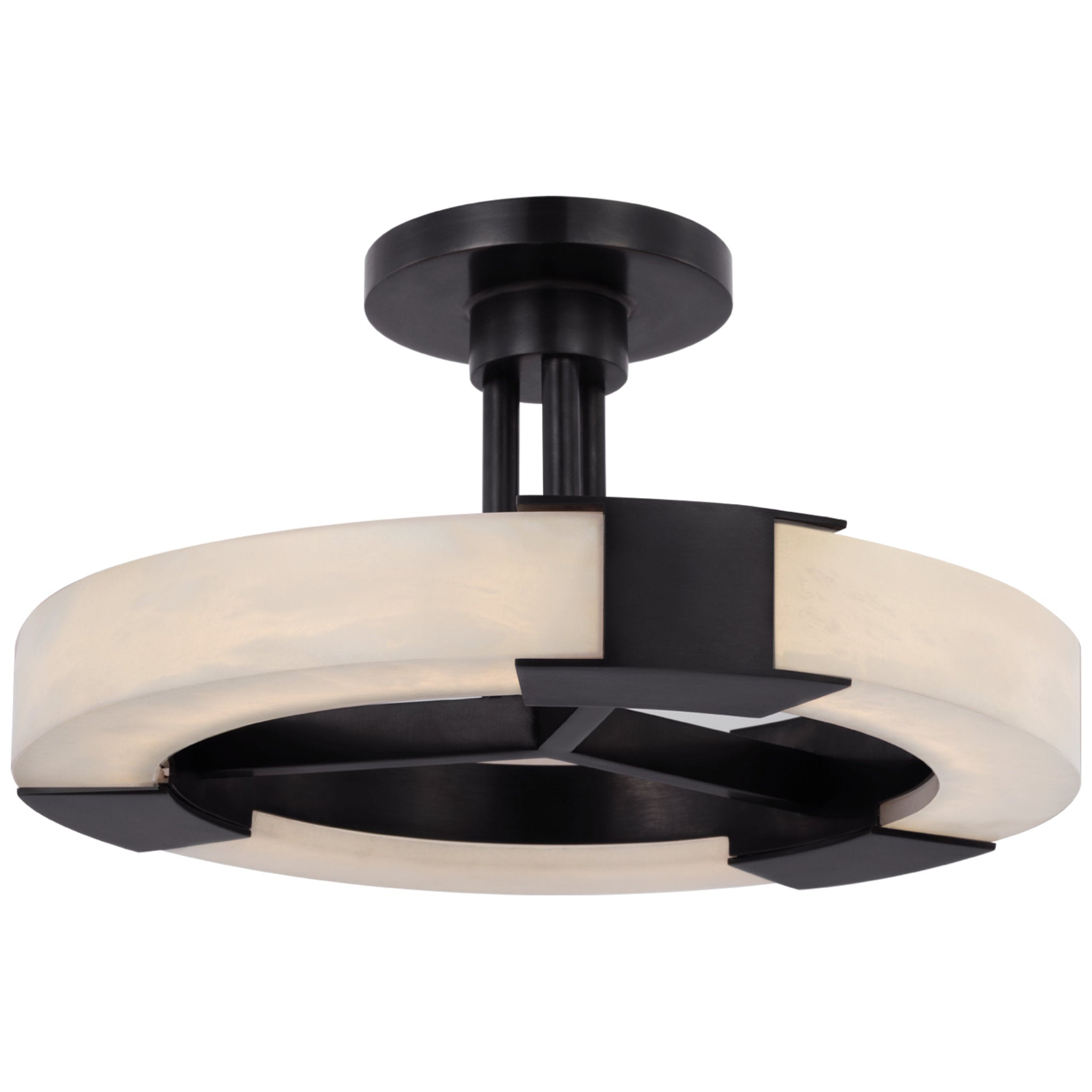 Kelly Wearstler Covet Medium Ring Semi-Flush Mount in Bronze and Alabaster Ceiling Light W13.75" x H7.5"