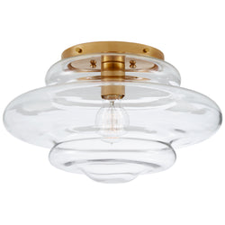 Kelly Wearstler Tableau Medium Flush Mount in Antique-Burnished Brass with Clear Glass