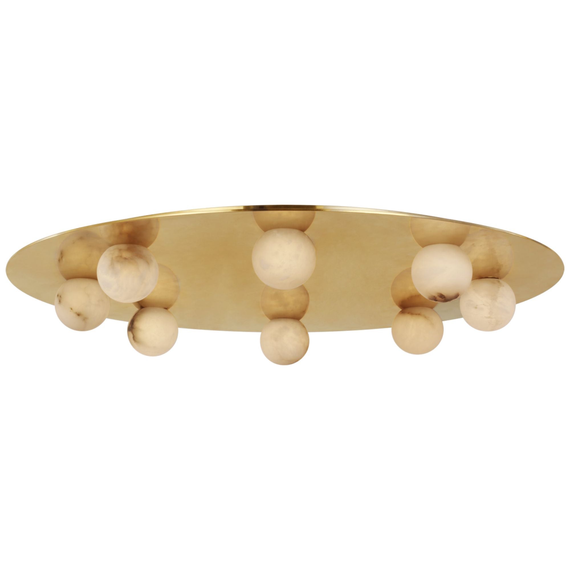 Kelly Wearstler Pertica 30" Eight Light Flush Mount in Mirrored Antique Brass with Alabaster Ceiling Light W30" x H3.75"