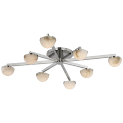Kelly Wearstler Pedra Large Staggered Arm Flush Mount in Polished Nickel with Alabaster