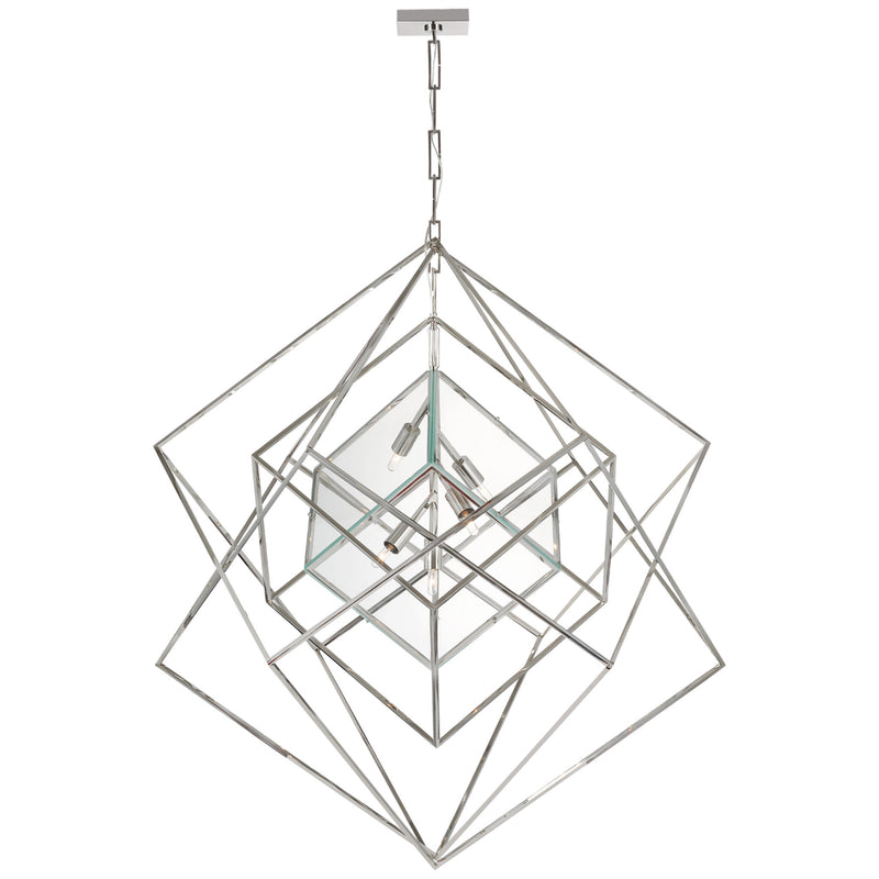 Kelly Wearstler Cubist Large Chandelier in Polished Nickel with Clear Glass