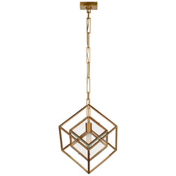 Kelly Wearstler Cubed Medium Pendant in Gild with Clear Glass