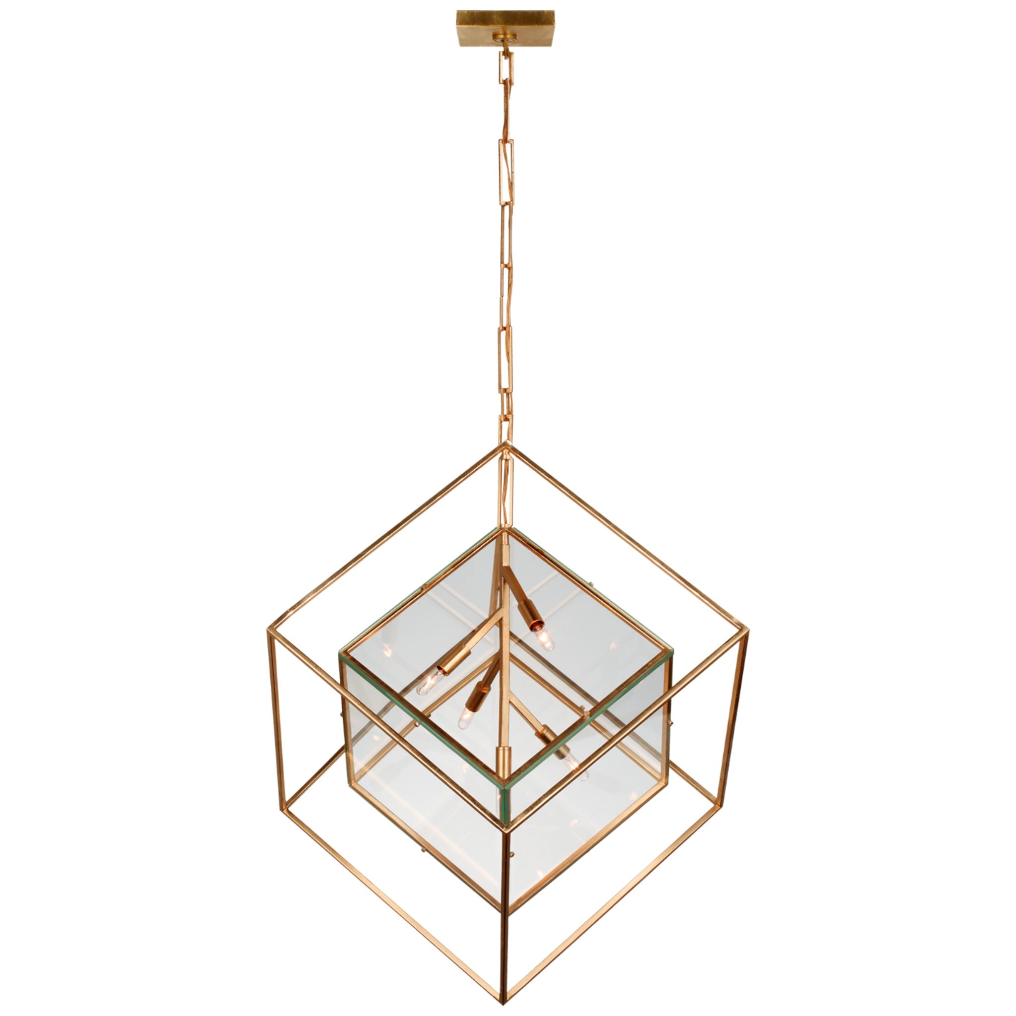Kelly Wearstler Cubed X-Large Pendant in Gild with Clear Glass Ceiling Light W28.5" x H36.5"