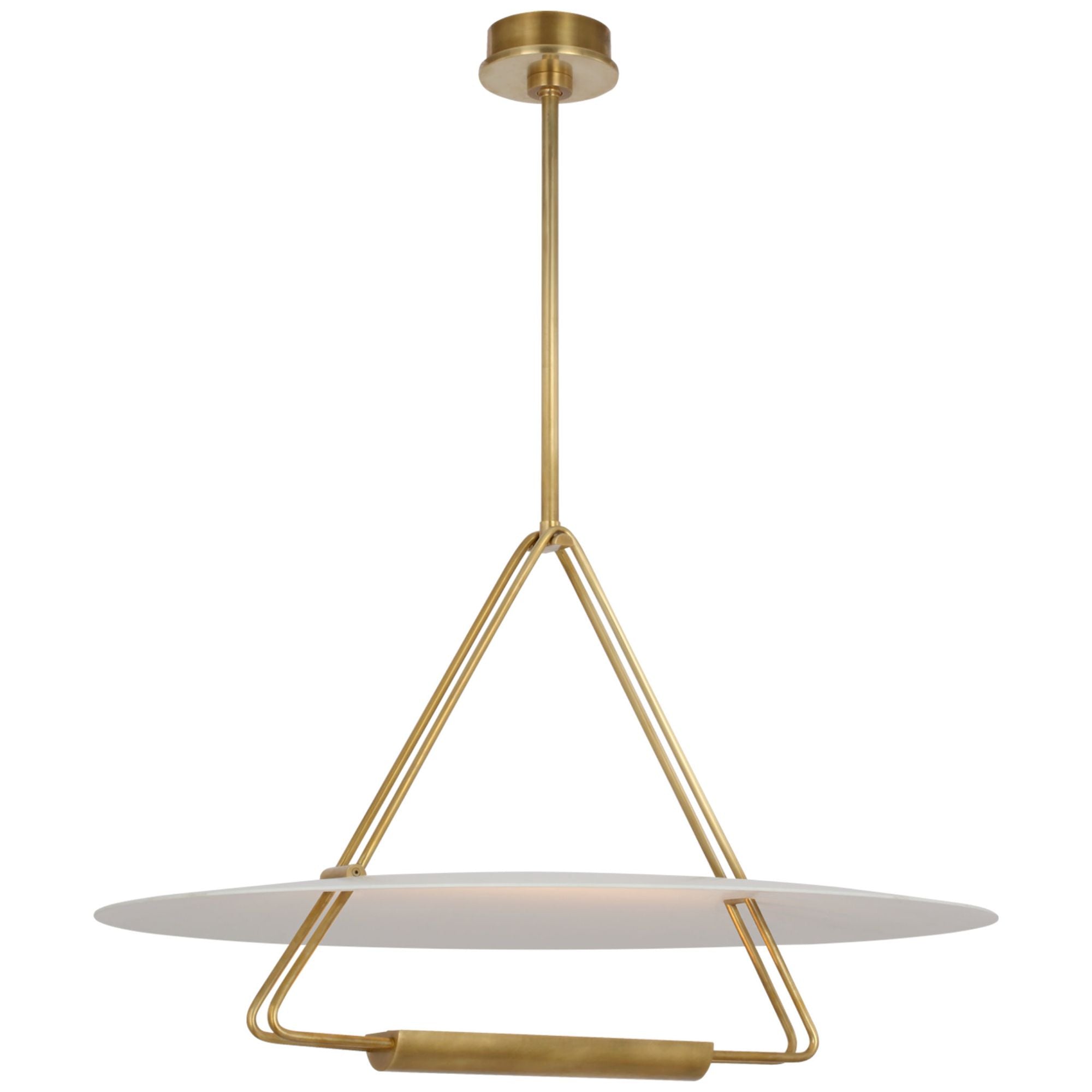 Kelly Wearstler Teline 30" Round Chandelier in Antique-Burnished Brass and Matte White Ceiling Light W30"