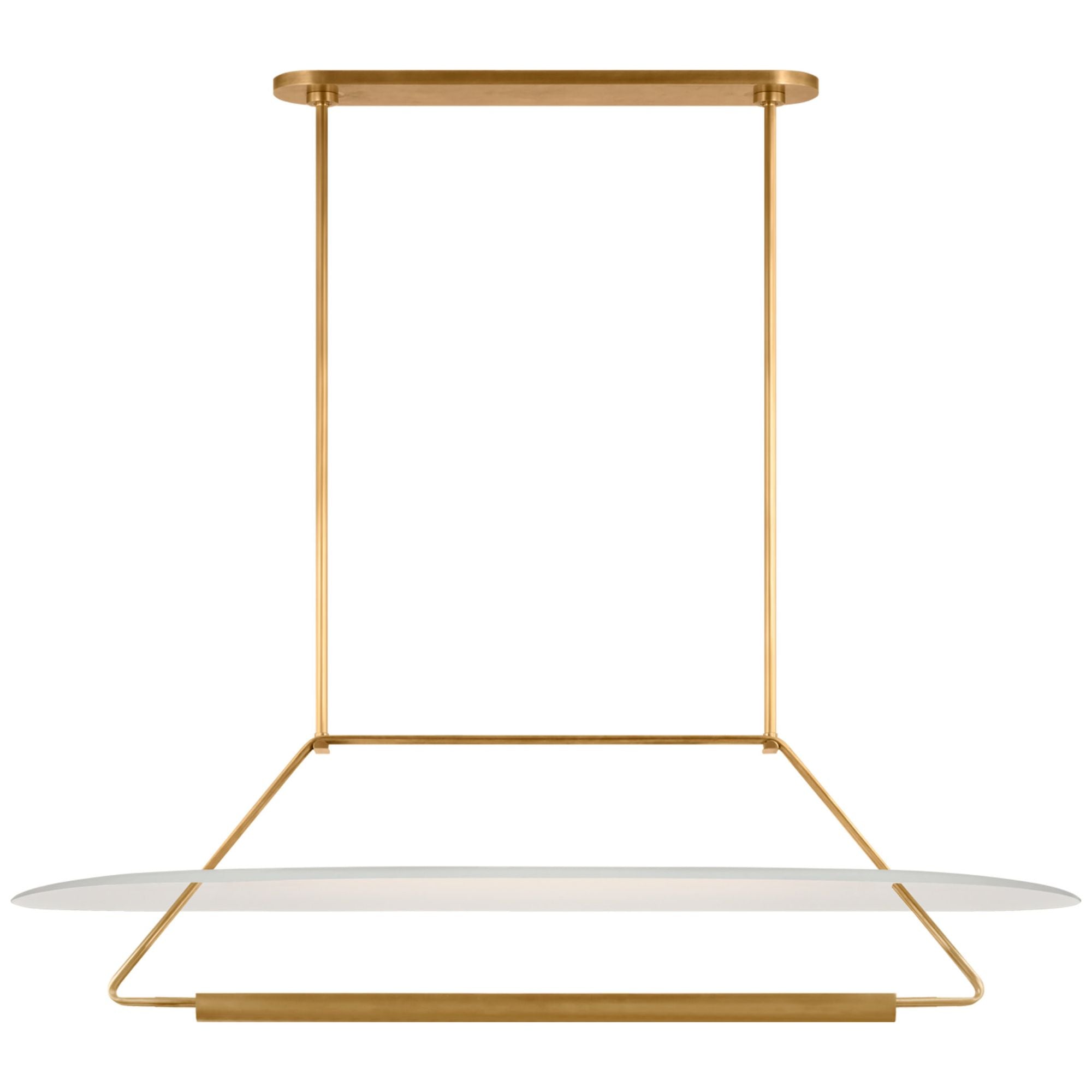 Kelly Wearstler Teline 54" Oval Linear in Antique-Burnished Brass and Matte White Ceiling Light W54"