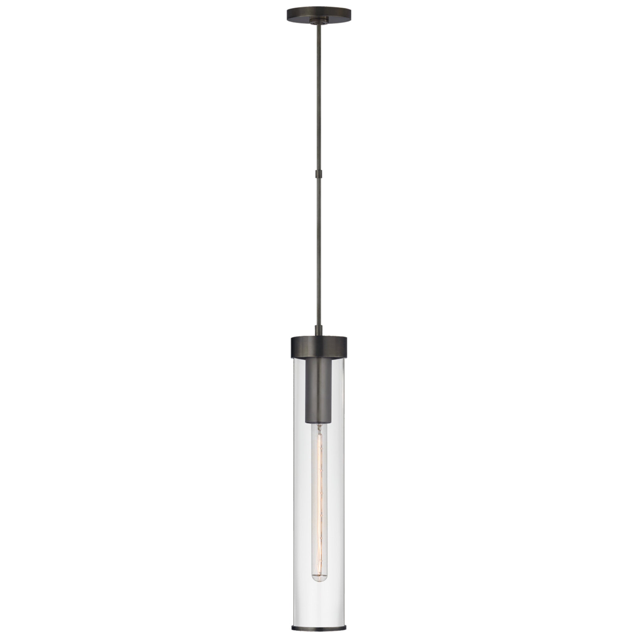 Kelly Wearstler Liaison Long Pendant in Bronze with Clear Glass Ceiling Light W3.5"