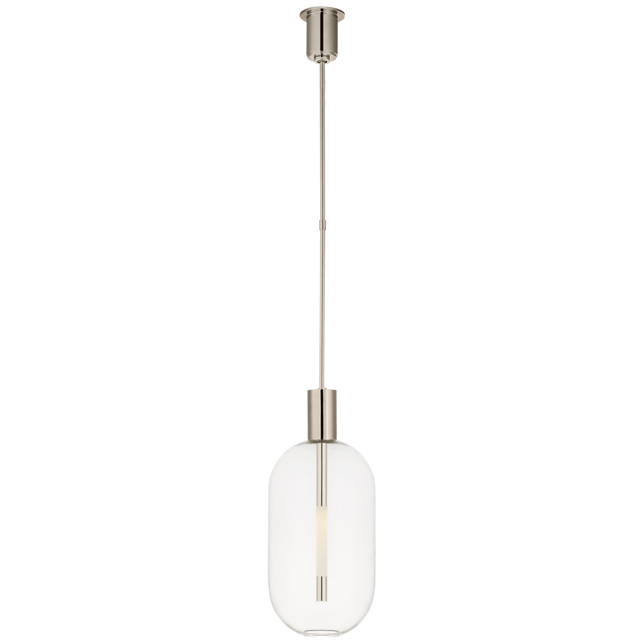 Kelly Wearstler Nye Tall Pendant in Polished Nickel with Clear Glass