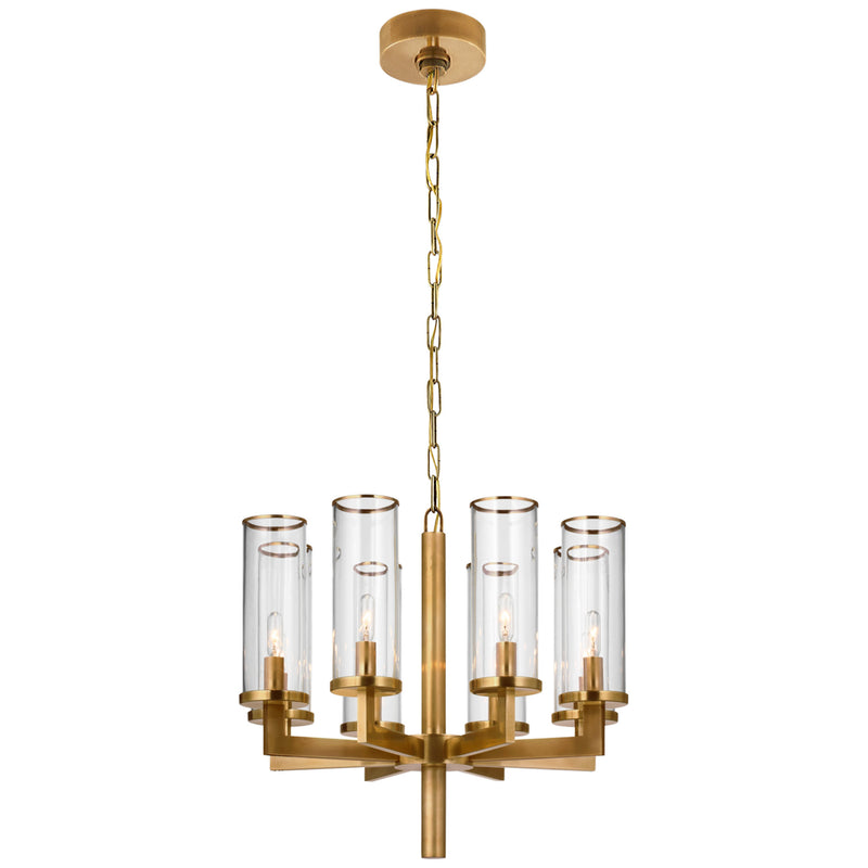 Kelly Wearstler Liaison Single Tier Chandelier in Antique-Burnished Brass with Clear Glass