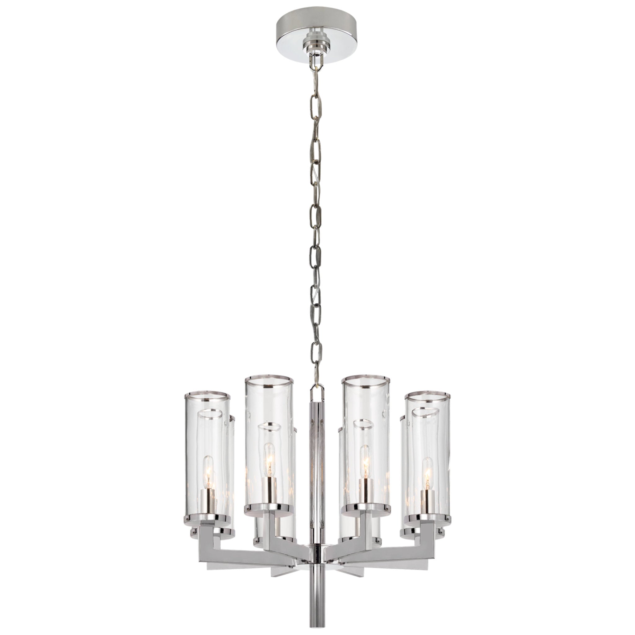 Kelly Wearstler Liaison Single Tier Chandelier in Polished Nickel with Clear Glass Ceiling Light W20.5"