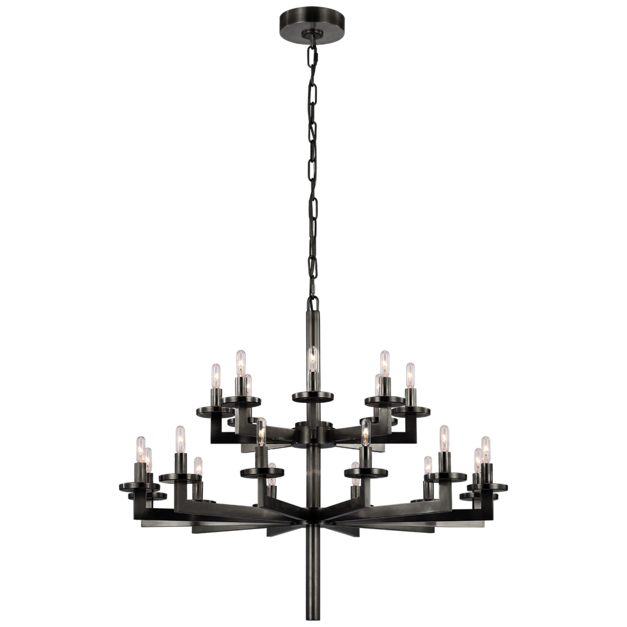 Kelly Wearstler Liaison Double Tier Chandelier in Bronze Ceiling Light W34"
