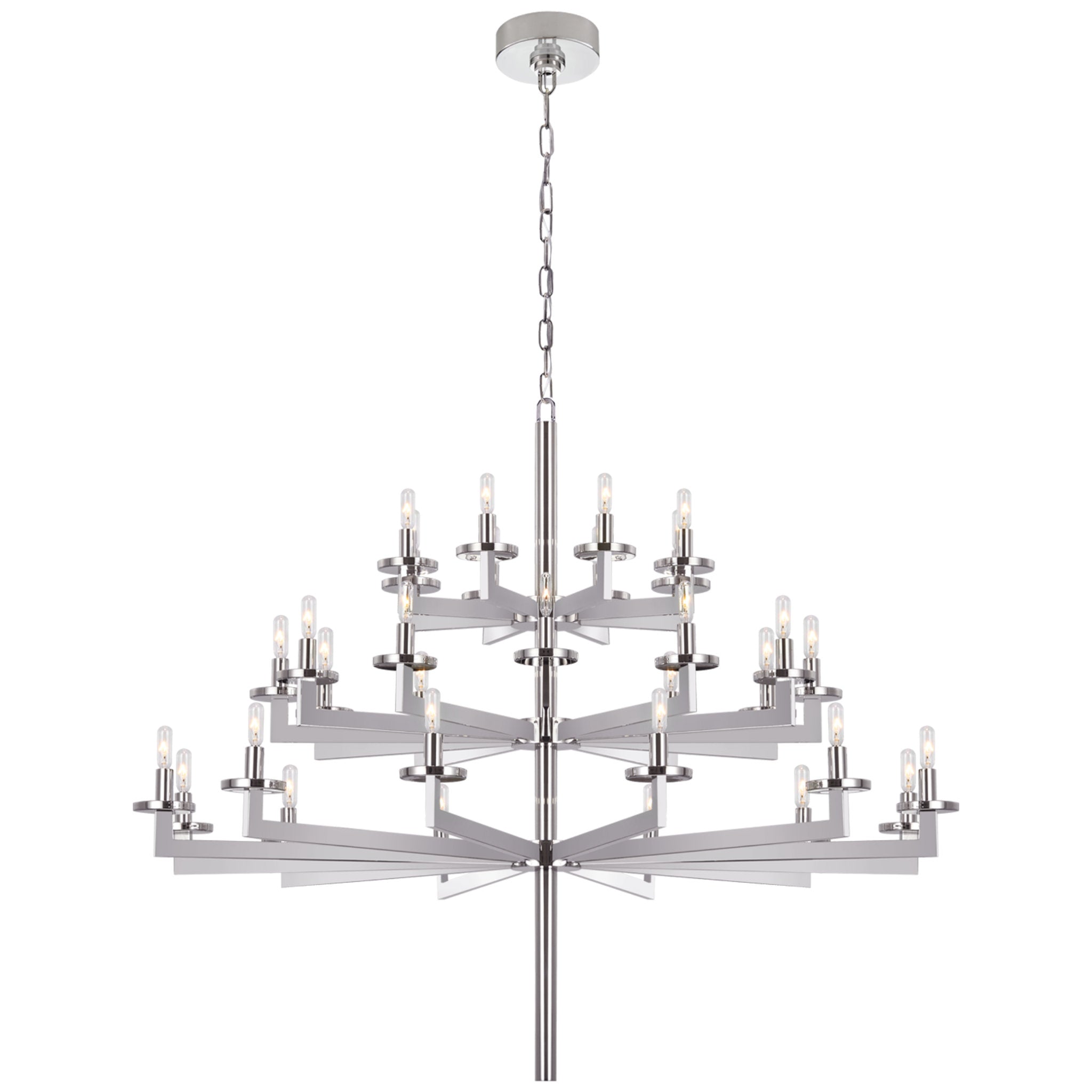 Kelly Wearstler Liaison Triple Tier Chandelier in Polished Nickel Ceiling Light W47.5"