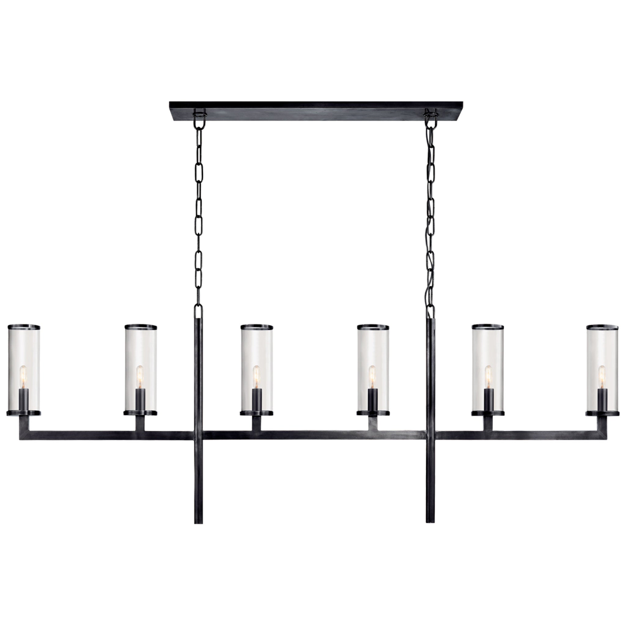 Kelly Wearstler Liaison Large Linear Chandelier in Bronze with Clear Glass Ceiling Light W60" x H22.5"