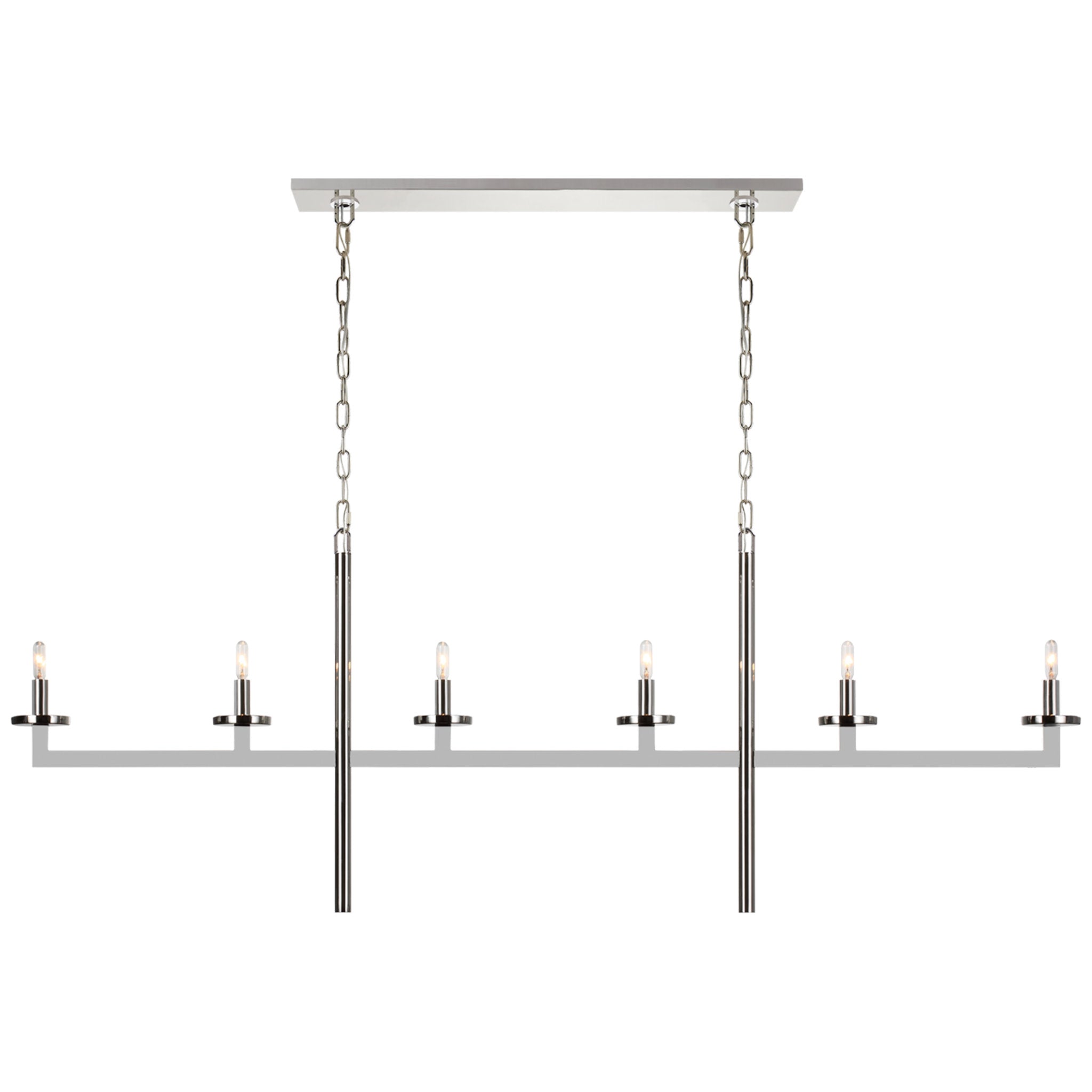 Kelly Wearstler Liaison Large Linear Chandelier in Polished Nickel Ceiling Light W60" x H22.5"