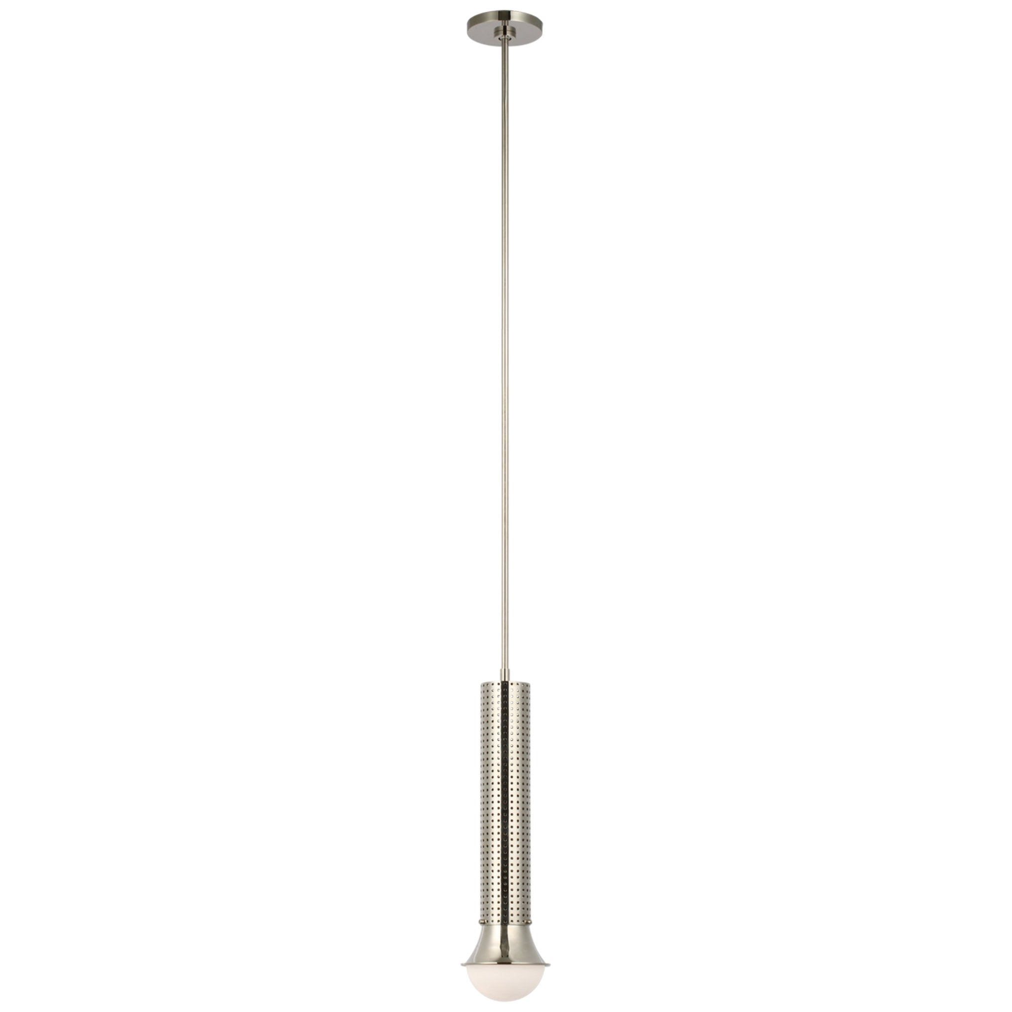 Kelly Wearstler Precision Petite Elongated Pendant in Polished Nickel with White Glass Ceiling Light W4.5"