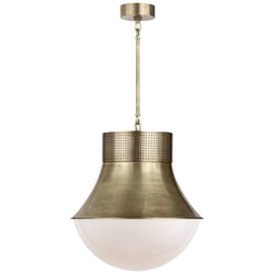 Kelly Wearstler Precision Large Pendant in Antique-Burnished Brass with White Glass