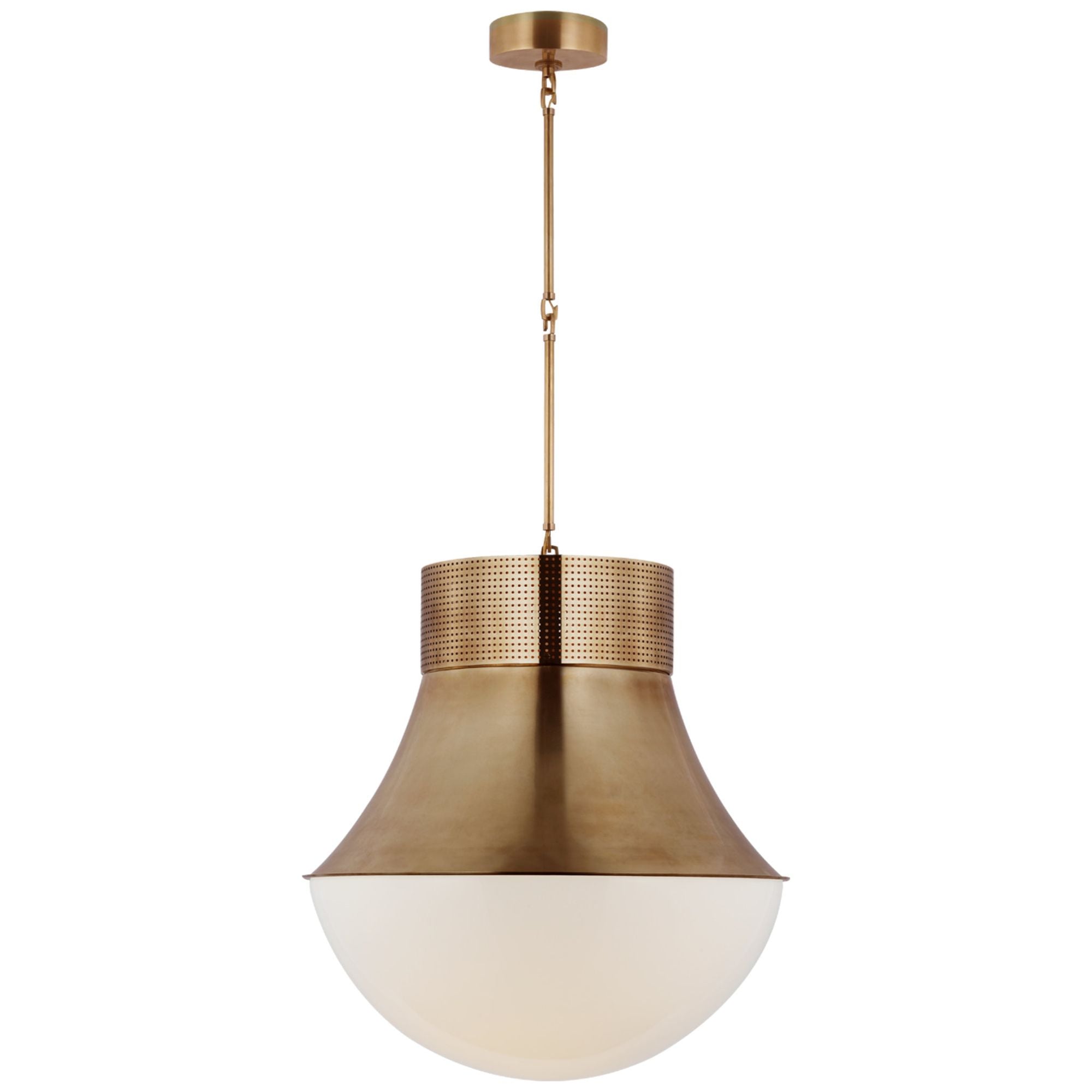 Kelly Wearstler Precision 24" Pendant in Antique-Burnished Brass with White Glass