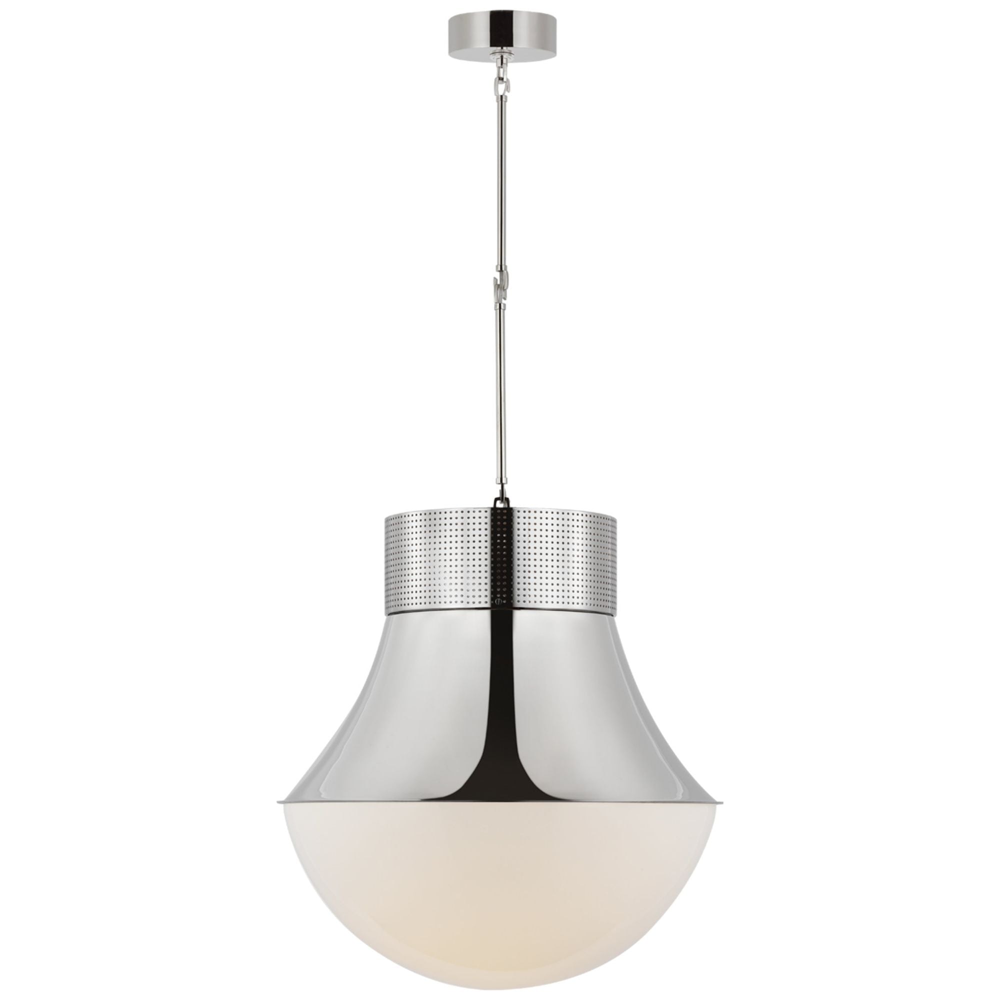 Kelly Wearstler Precision 24" Pendant in Polished Nickel with White Glass