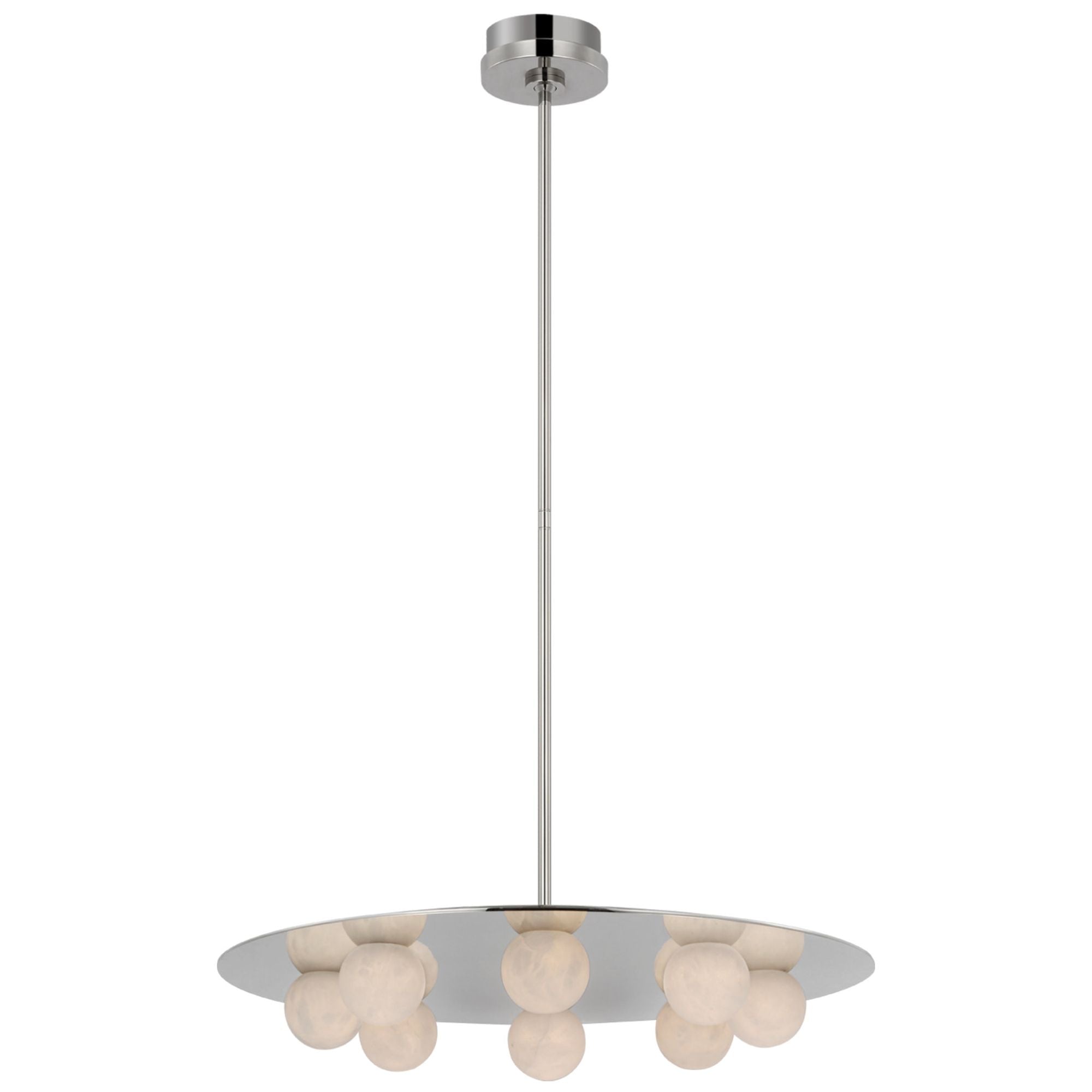 Kelly Wearstler Pertica 24" Eight Light Chandelier in Polished Nickel with Alabaster Ceiling Light W24"