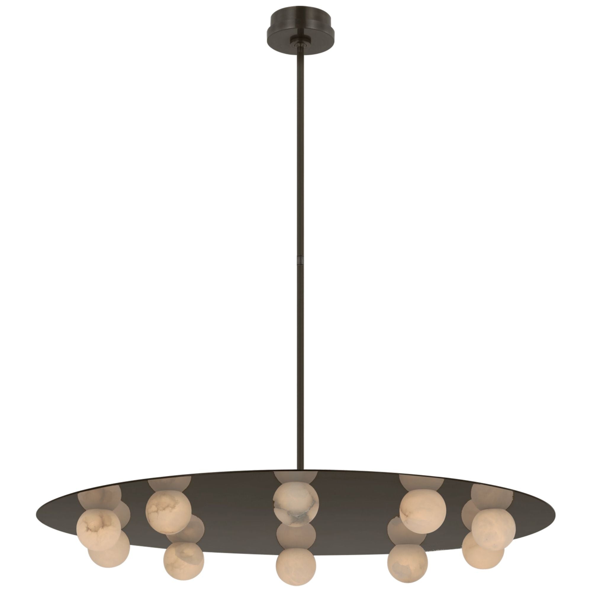 Kelly Wearstler Pertica 36" Ten Light Chandelier in Mirrored Bronze with Alabaster Ceiling Light W36"