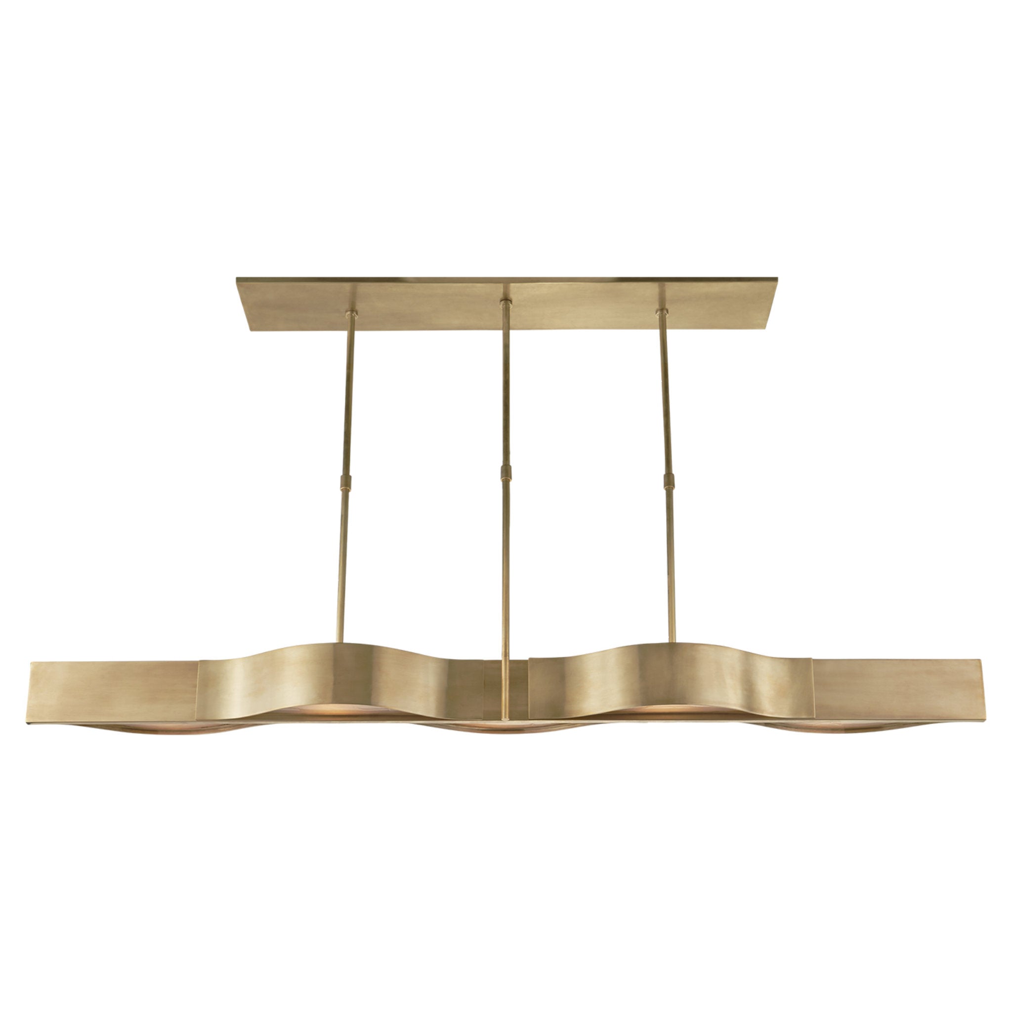 Kelly Wearstler Avant Large Linear Pendant in Antique-Burnished Brass with Frosted Glass