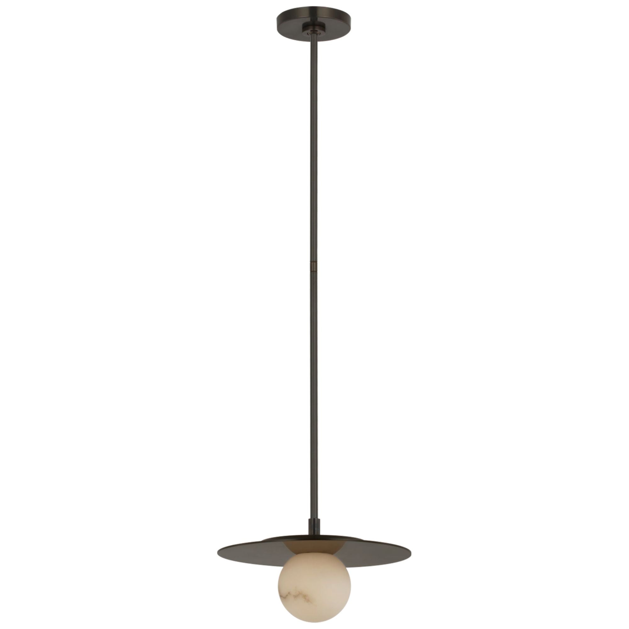 Kelly Wearstler Pertica 12" Disc Pendant in Mirrored Bronze with Alabaster Ceiling Light W12"