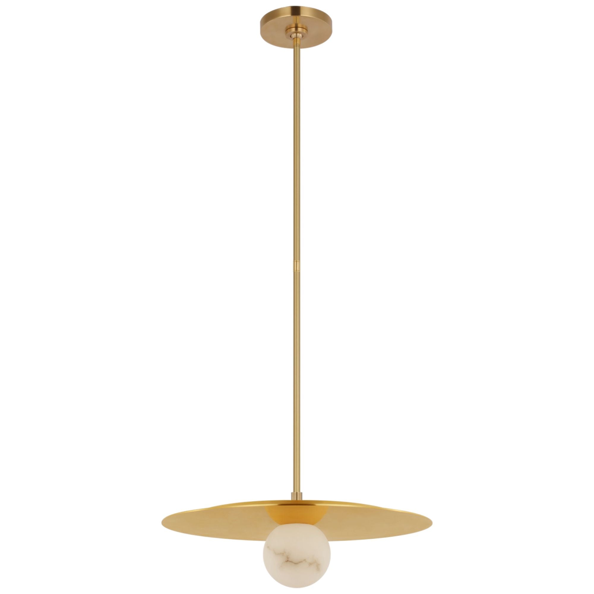 Kelly Wearstler Pertica 18" Disc Pendant in Mirrored Antique Brass with Alabaster Ceiling Light W18"