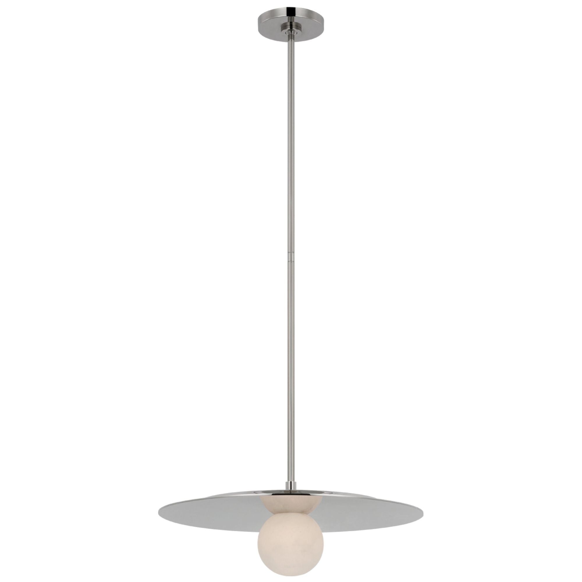 Kelly Wearstler Pertica 18" Disc Pendant in Polished Nickel with Alabaster Ceiling Light W18"