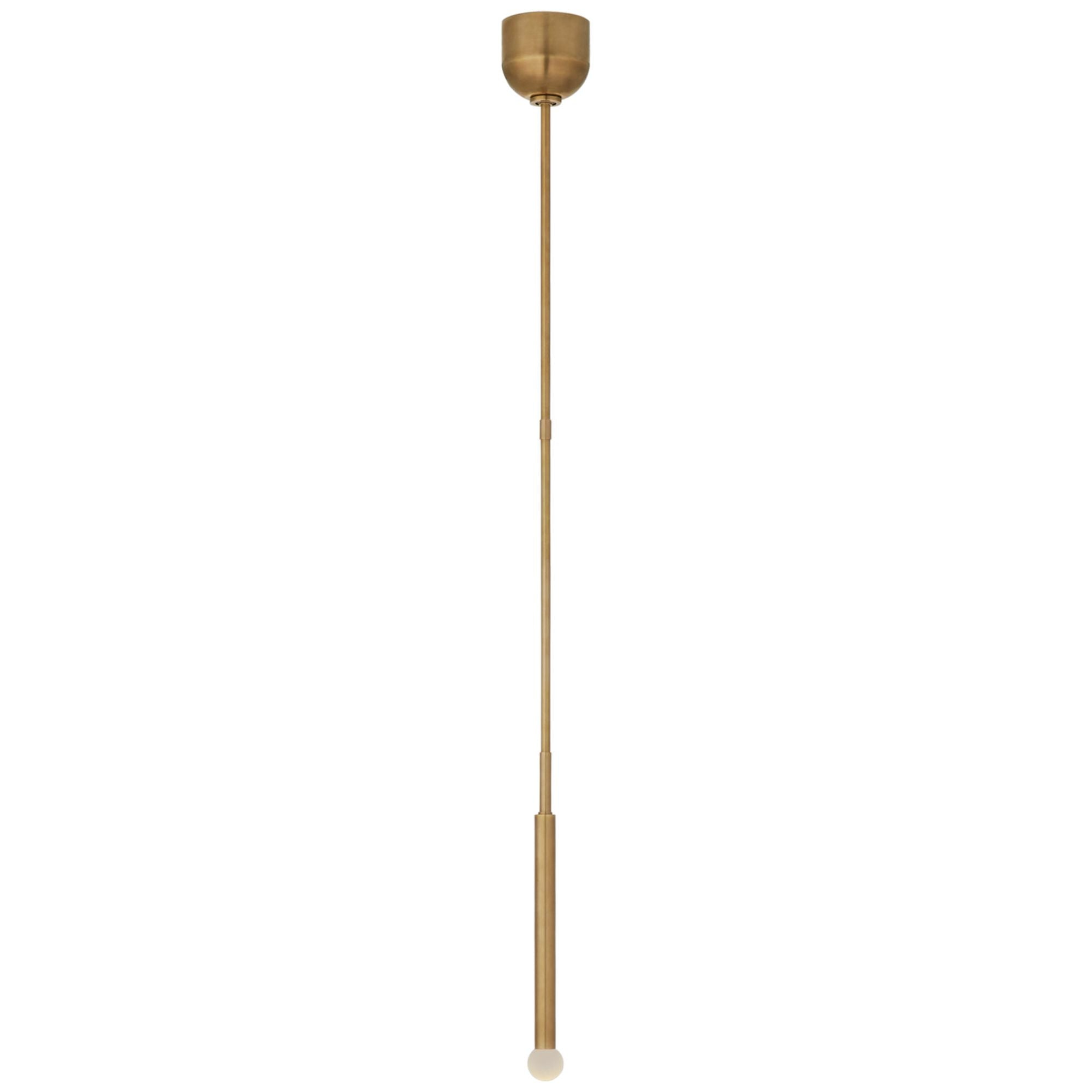Kelly Wearstler Rousseau Single Pendant in Antique-Burnished Brass with Etched Crystal Orb Ceiling Light W1.75"